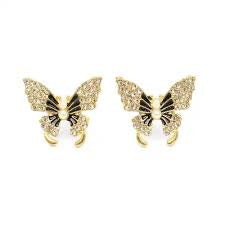 Sparkling Butterfly Pearl Stud Earrings