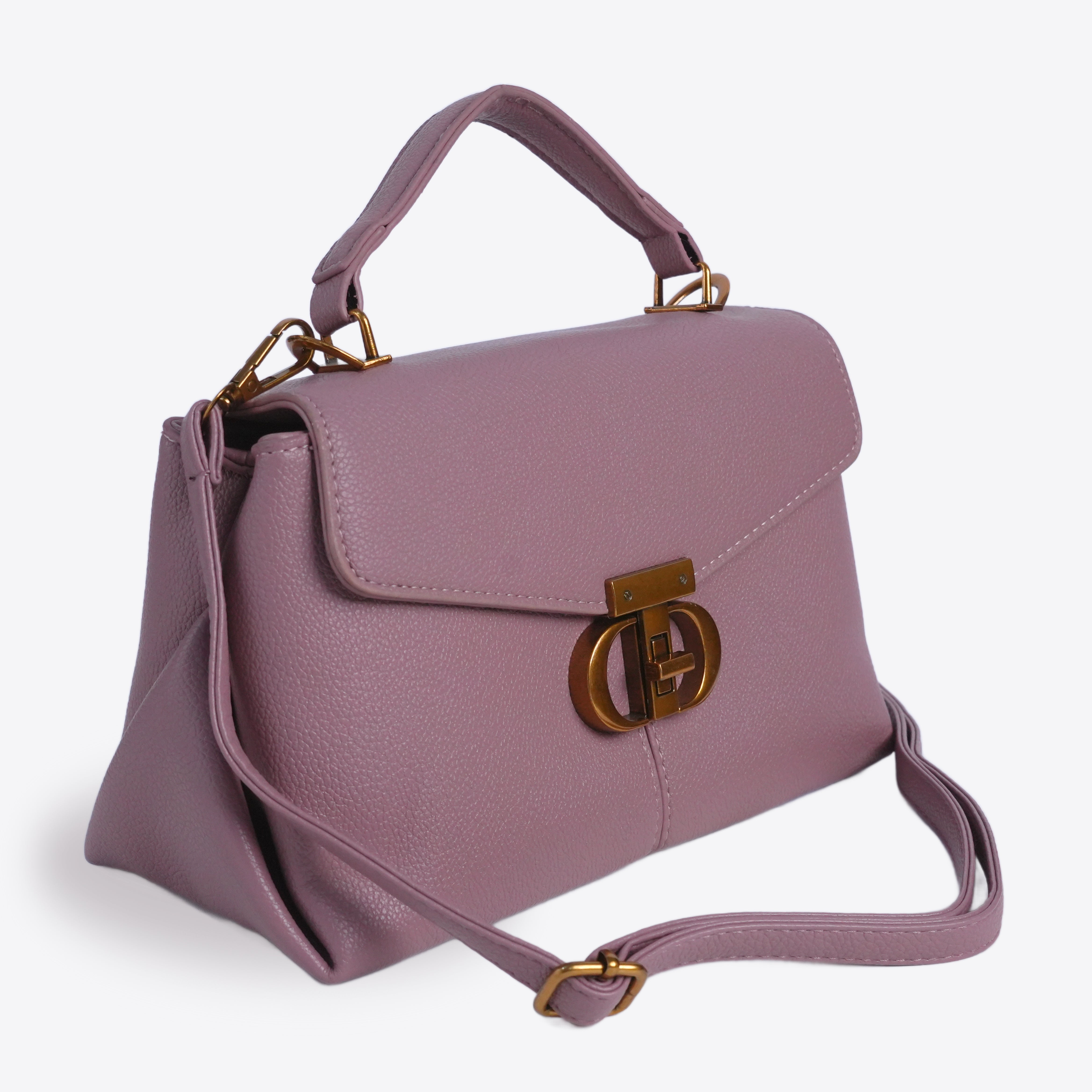 Raspberry Leather Bag With Twist Lock