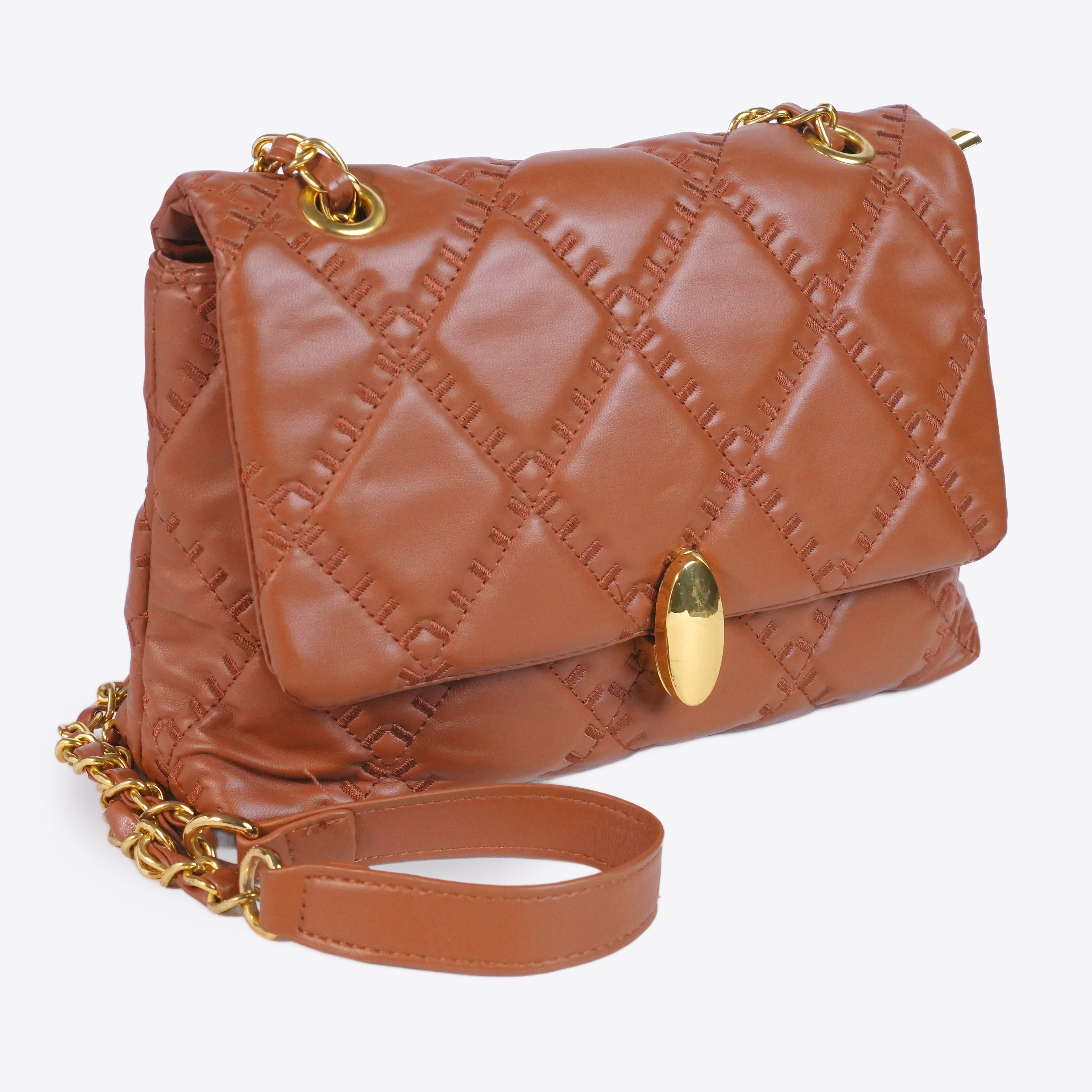 Women Quilted Leather Crossbody Bag
