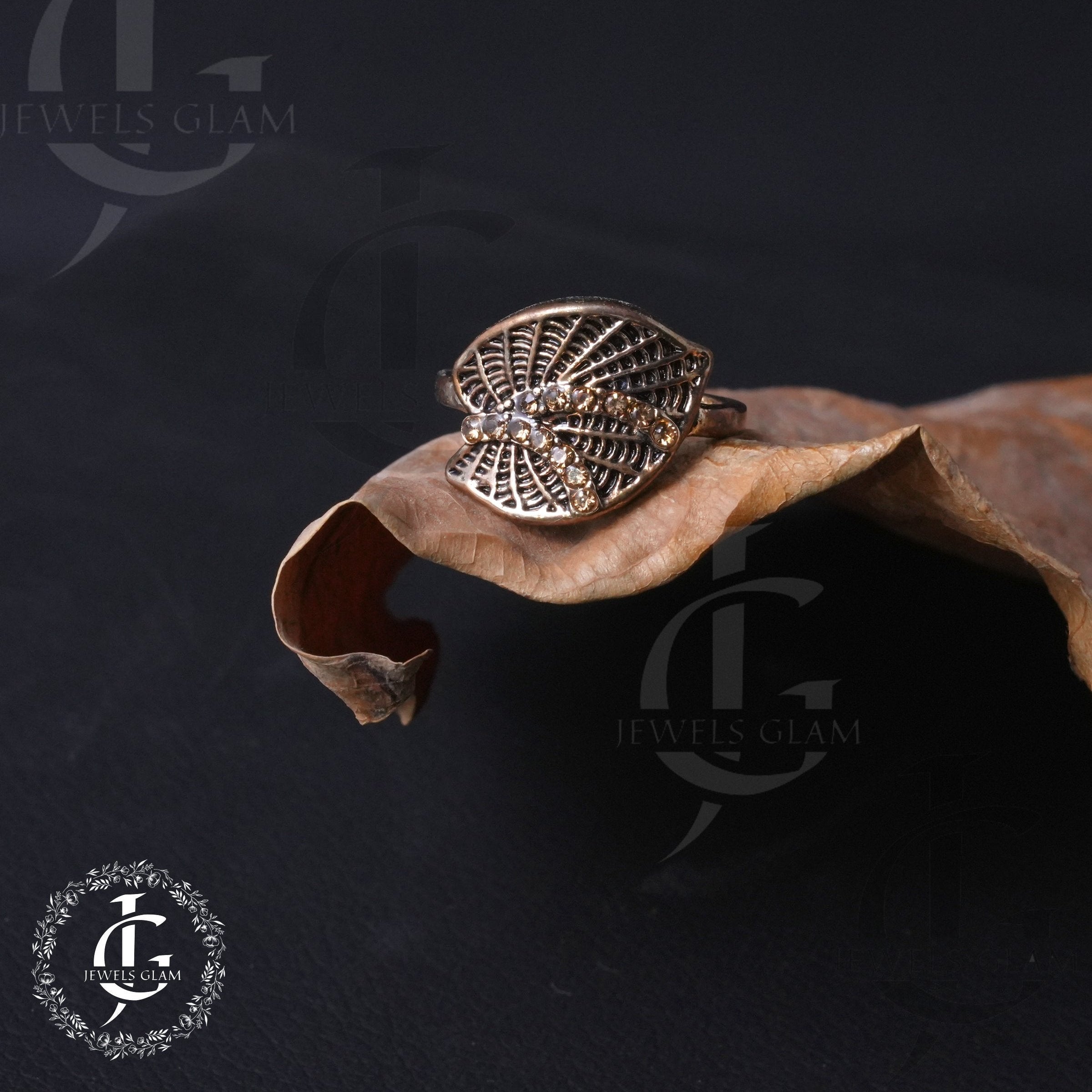 Antique Leaf-Inspired Statement Ring