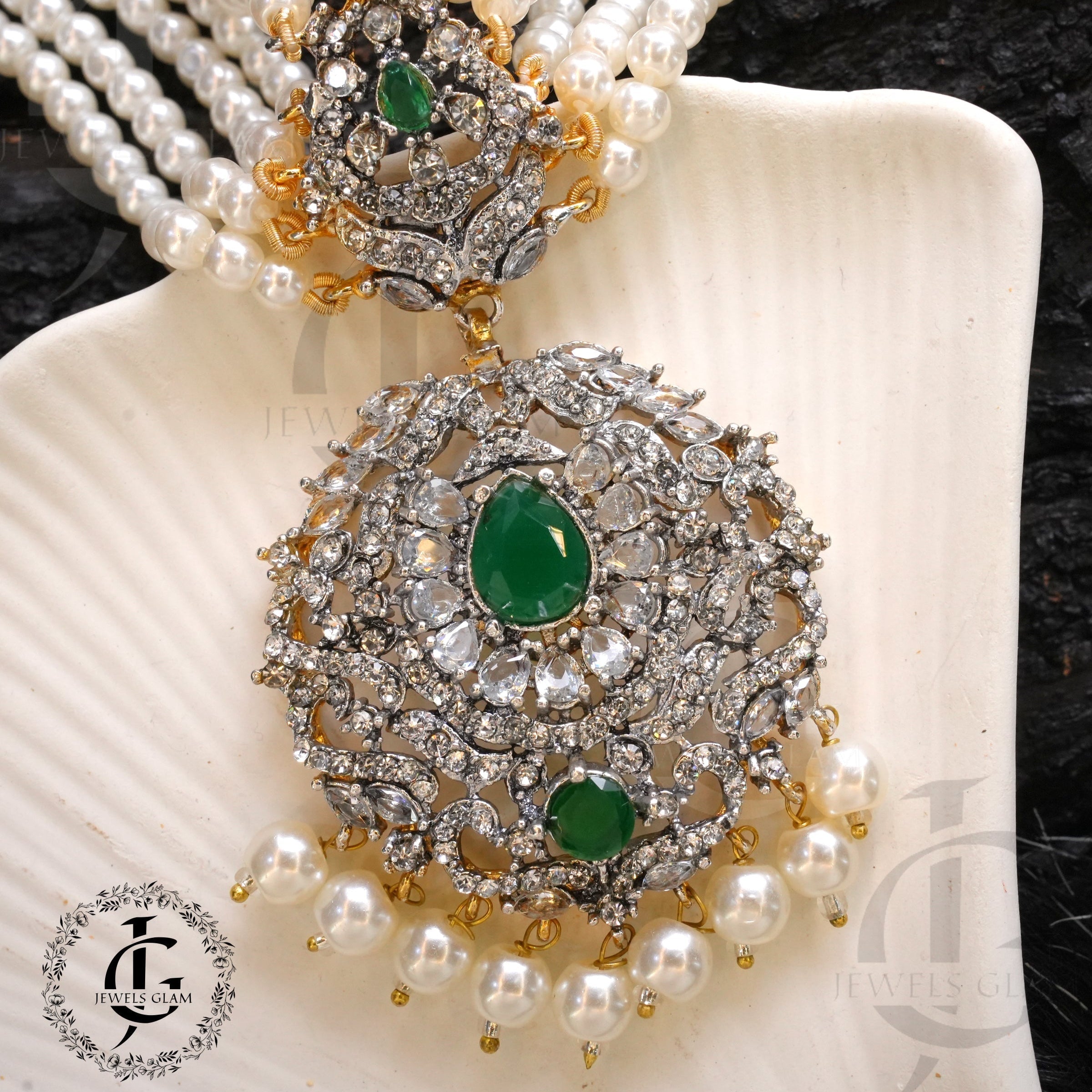 Studded Zircon Choker Set