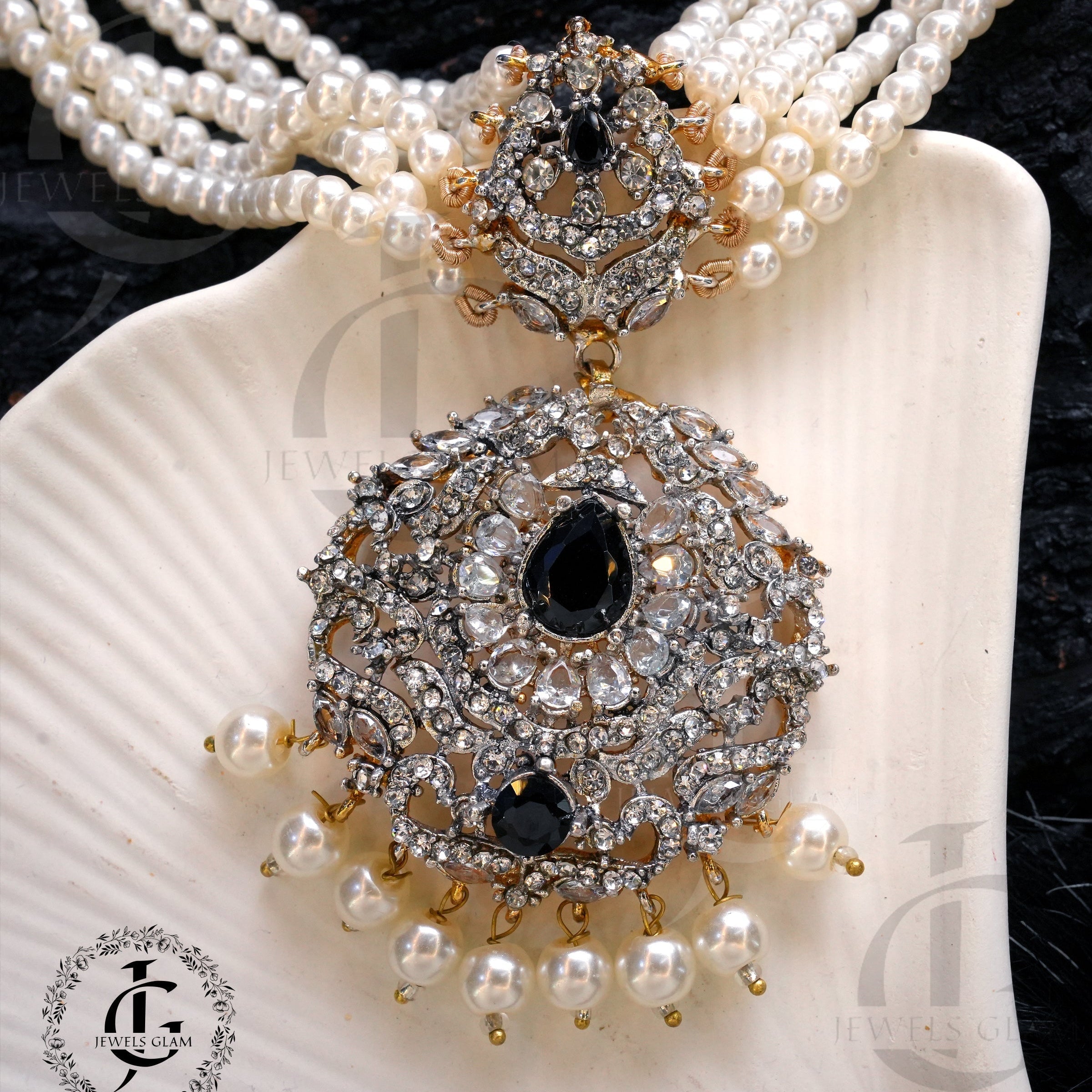 Studded Zircon Choker Set