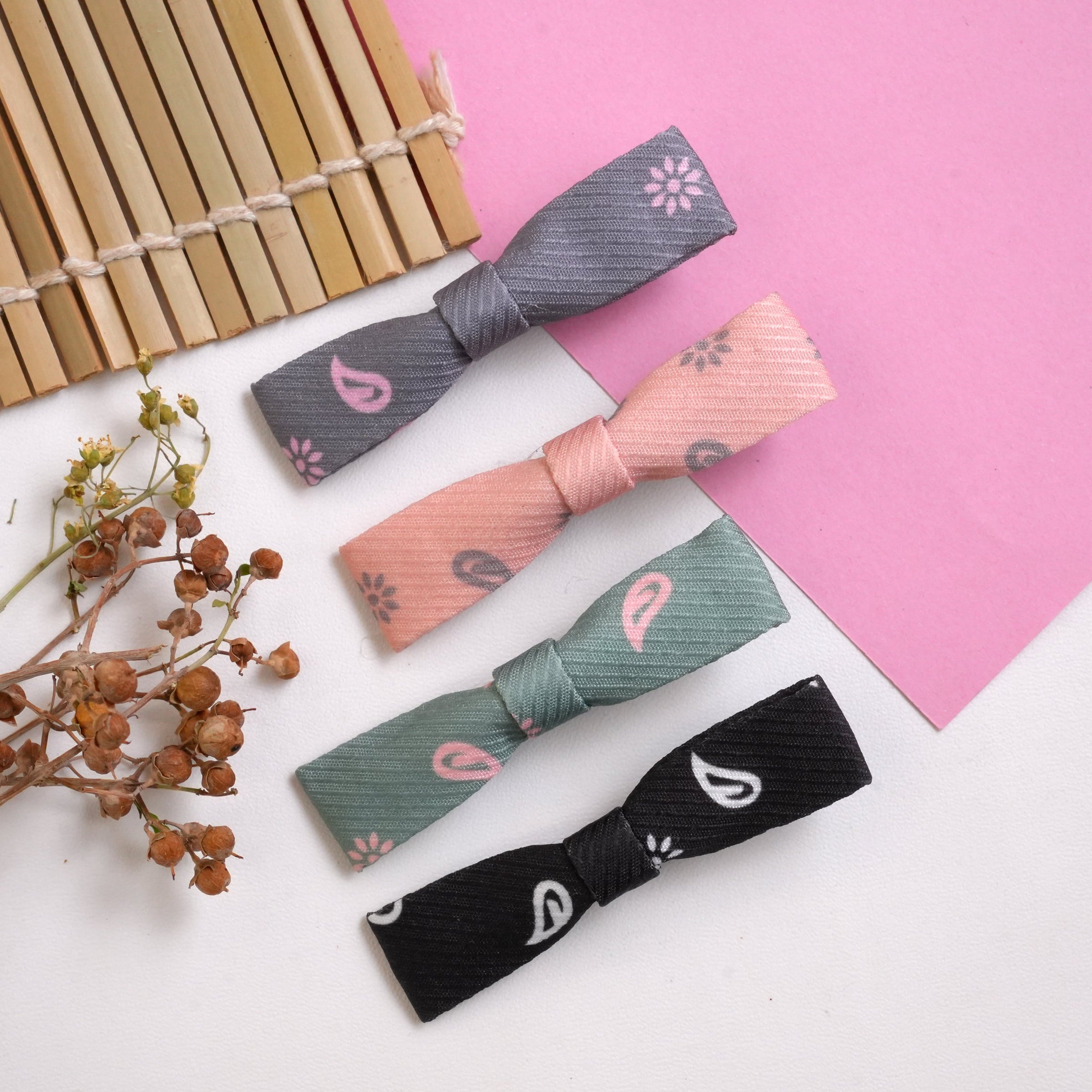 Playful Patterned Bow Hair Clips