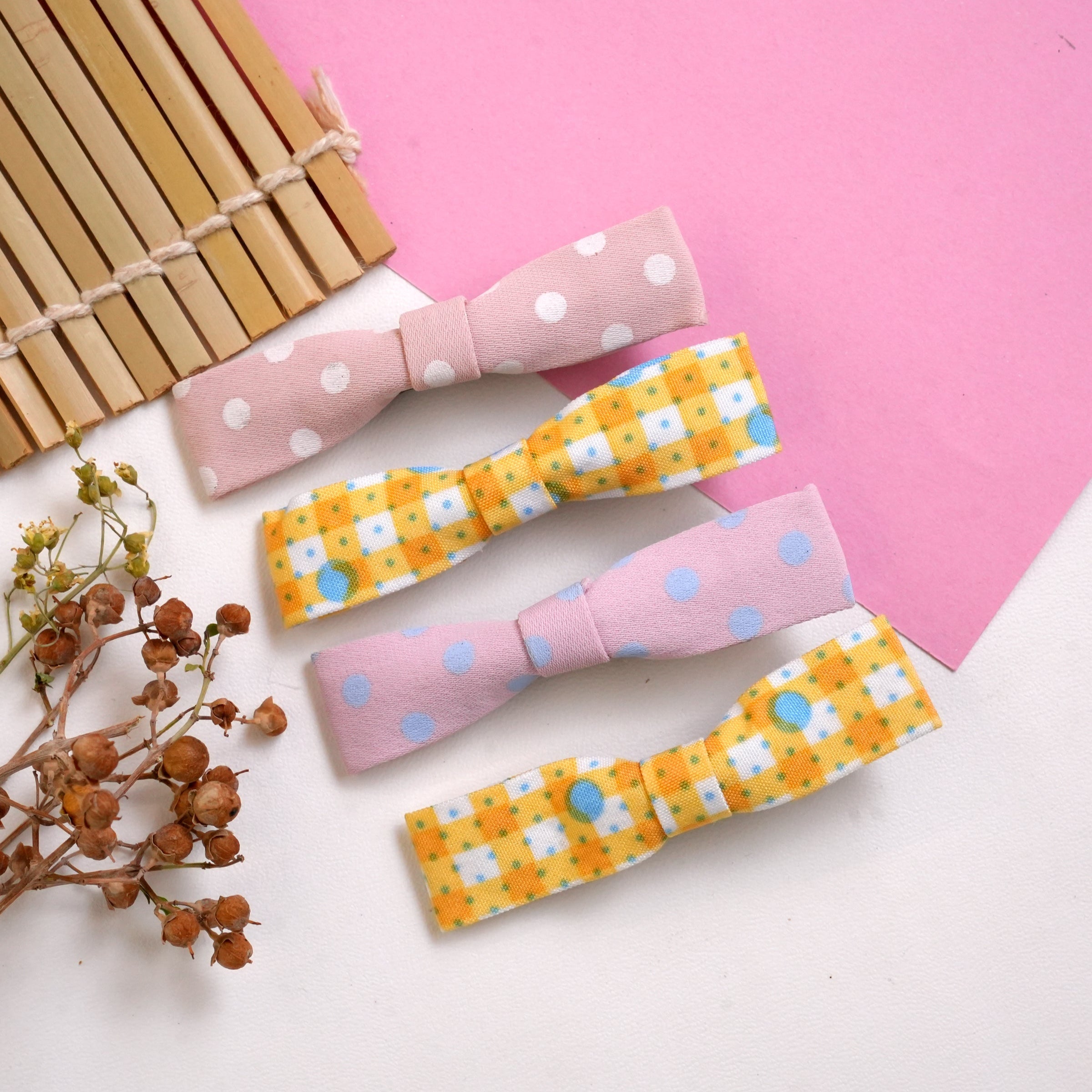 Playful Patterned Bow Hair Clips