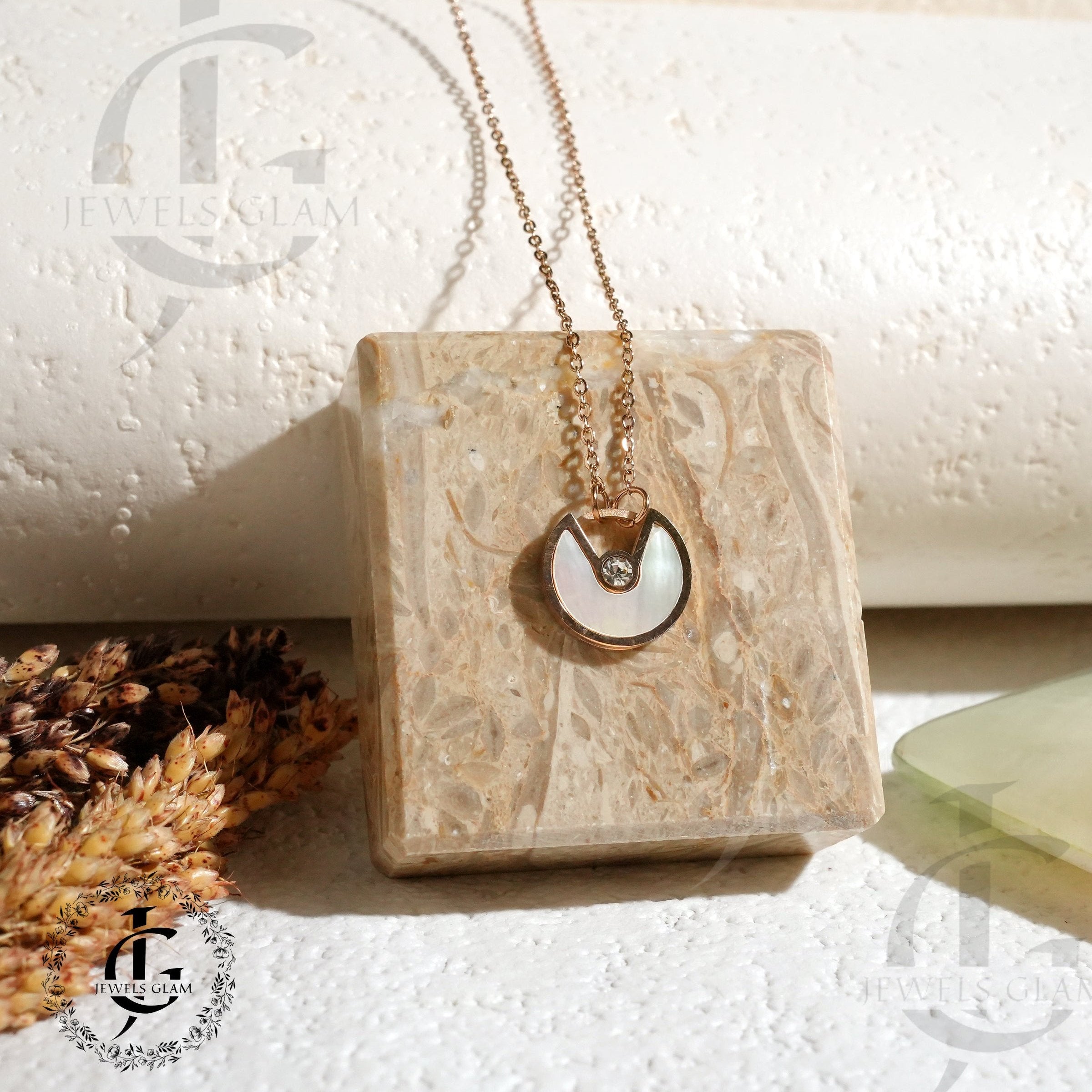 Half-Moon Mother-of-Pearl Pendant Necklace