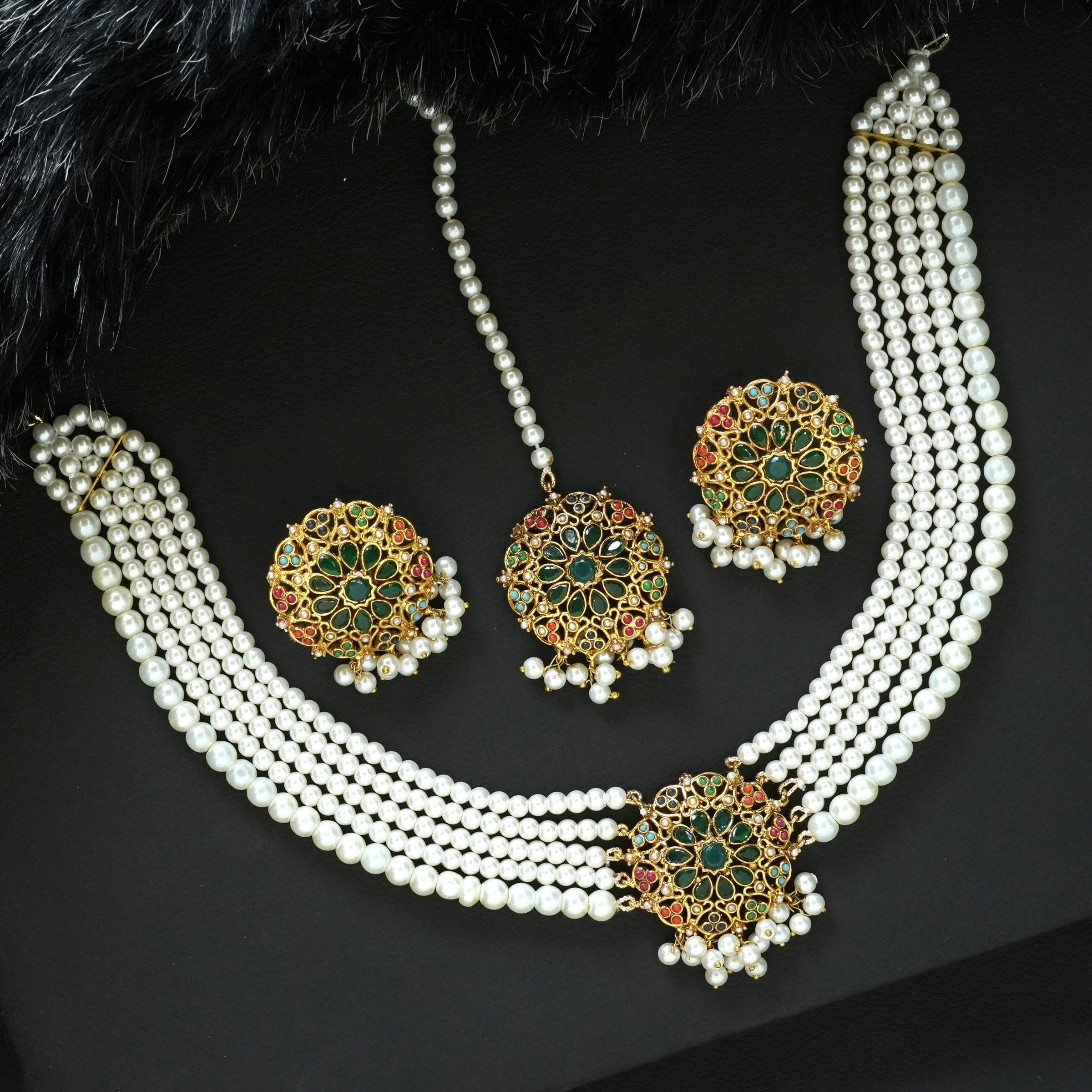 Nauratan Choker Set With Earrings and Tikka