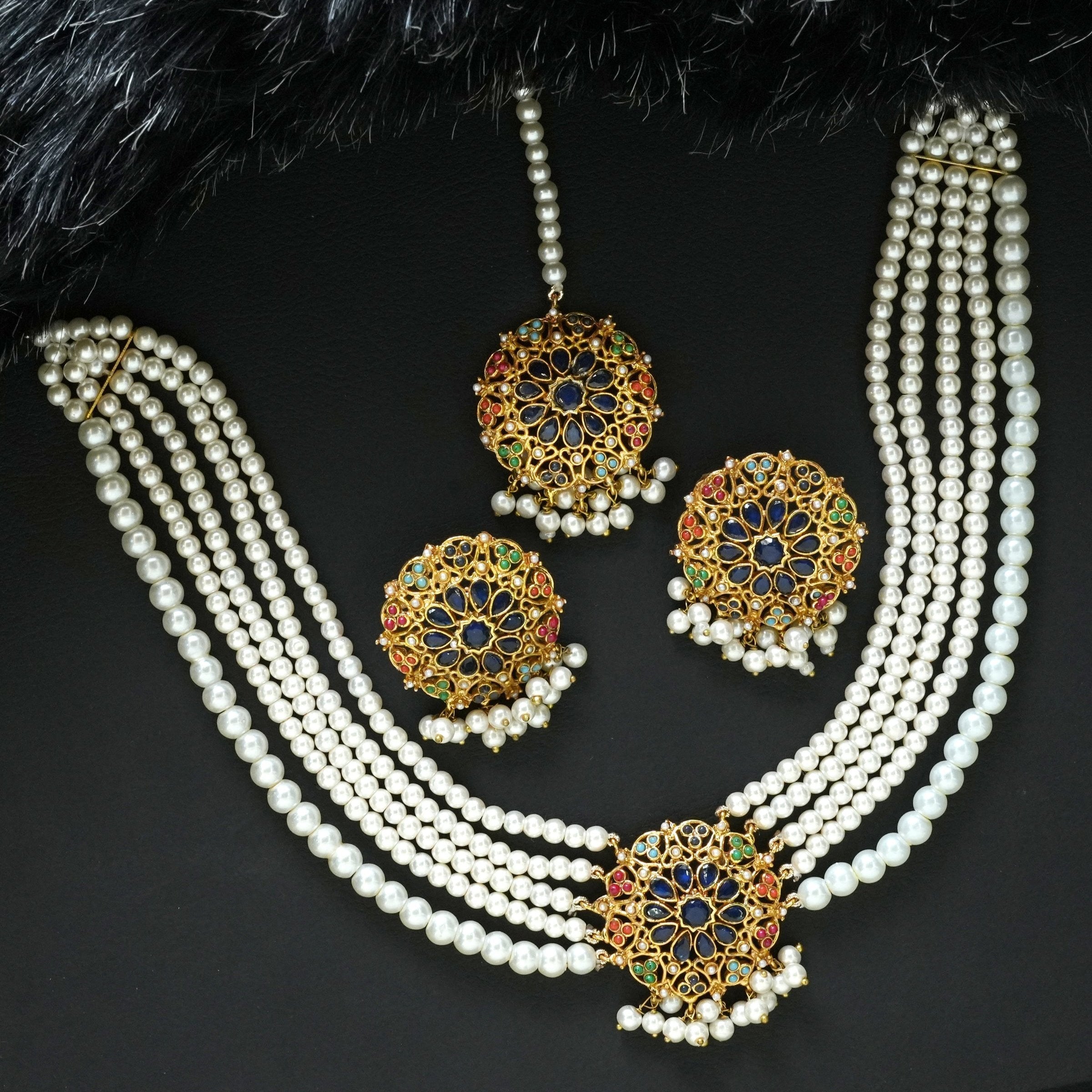 Nauratan Choker Set With Earrings and Tikka