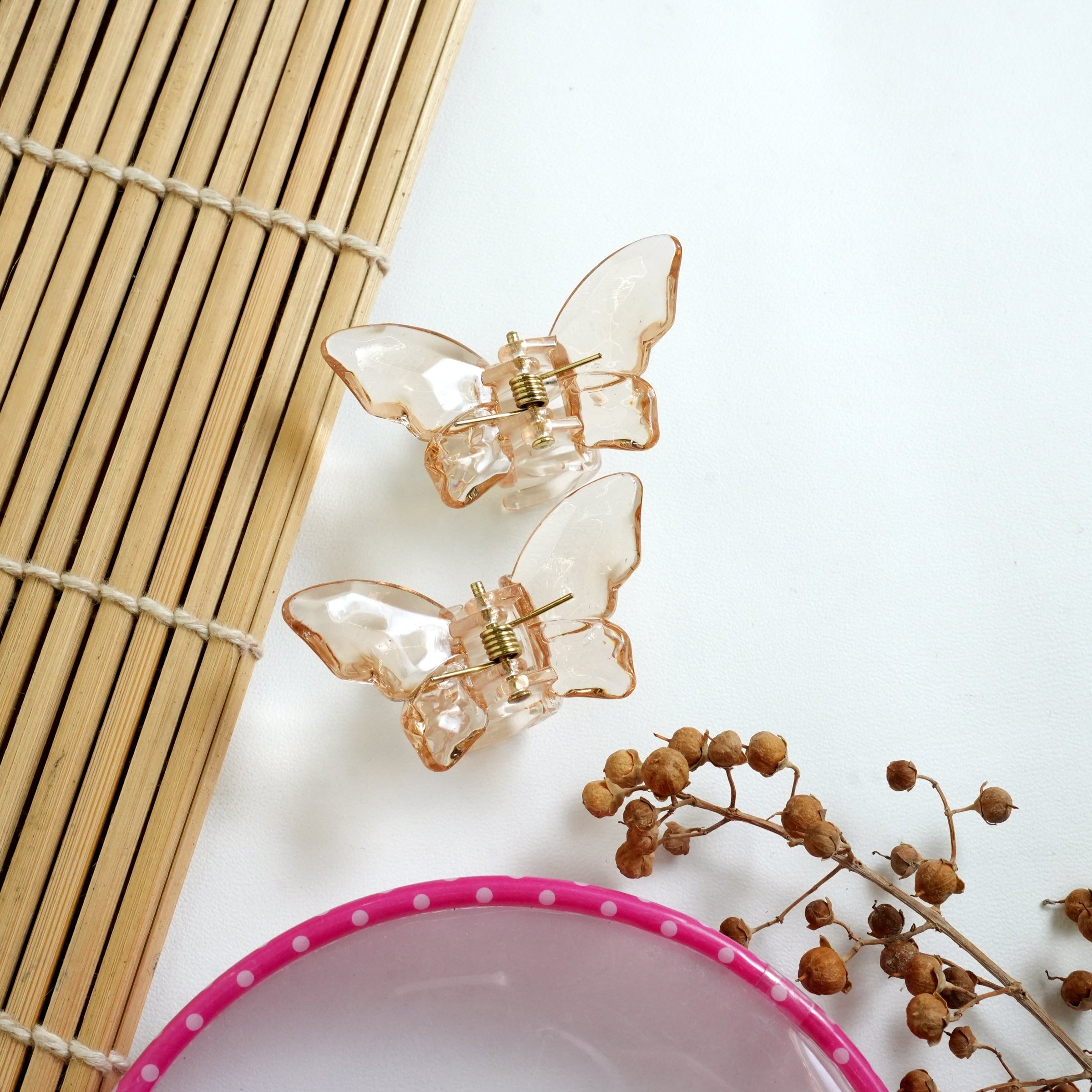 Crystal Butterfly Mini Hair Claw Clips pair