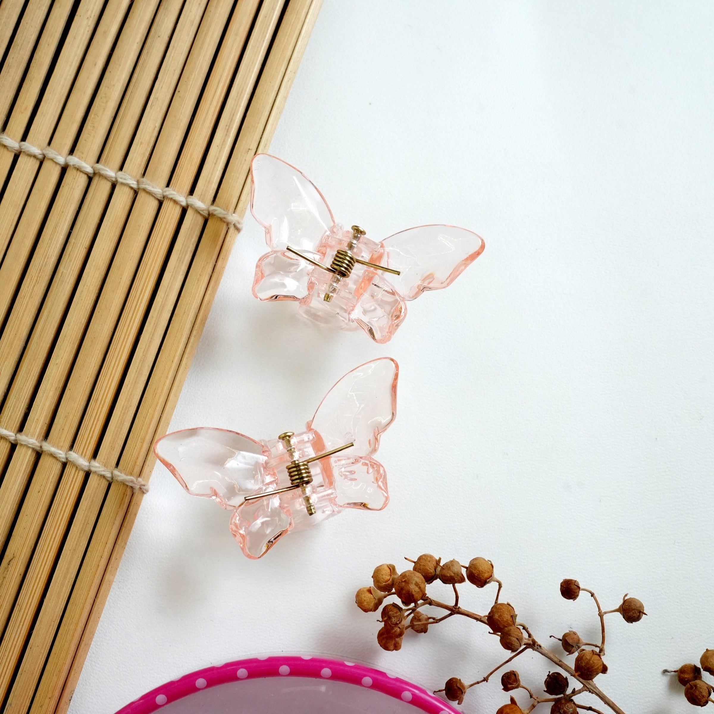 Crystal Butterfly Mini Hair Claw Clips pair