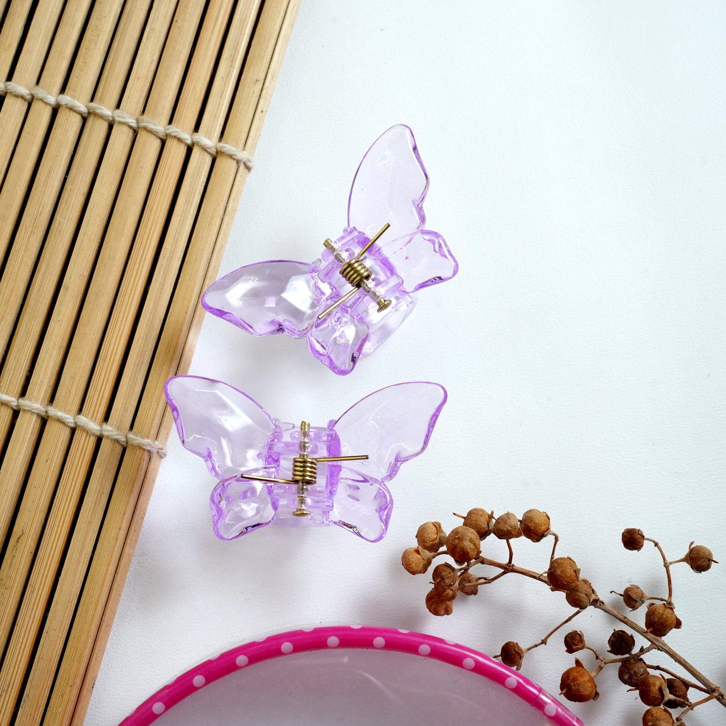 Crystal Butterfly Mini Hair Claw Clips pair
