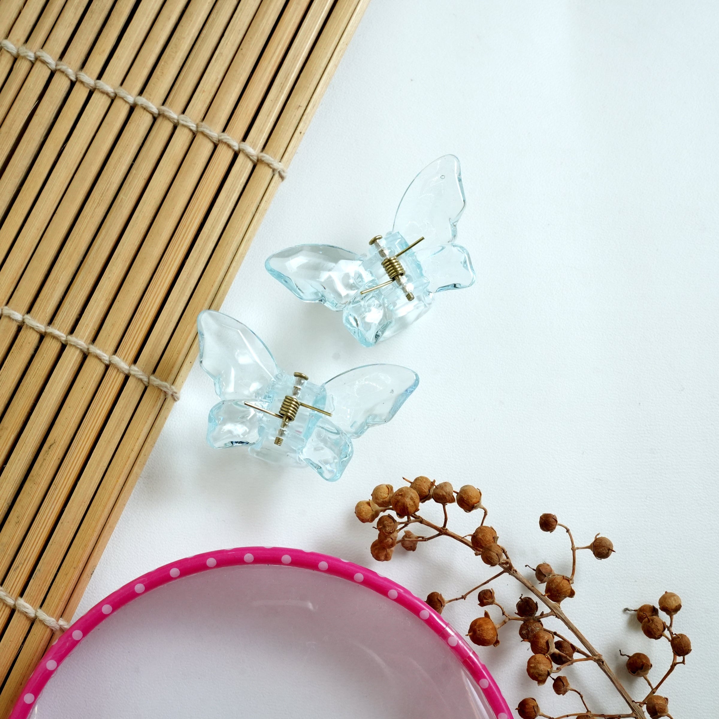 Crystal Butterfly Mini Hair Claw Clips pair