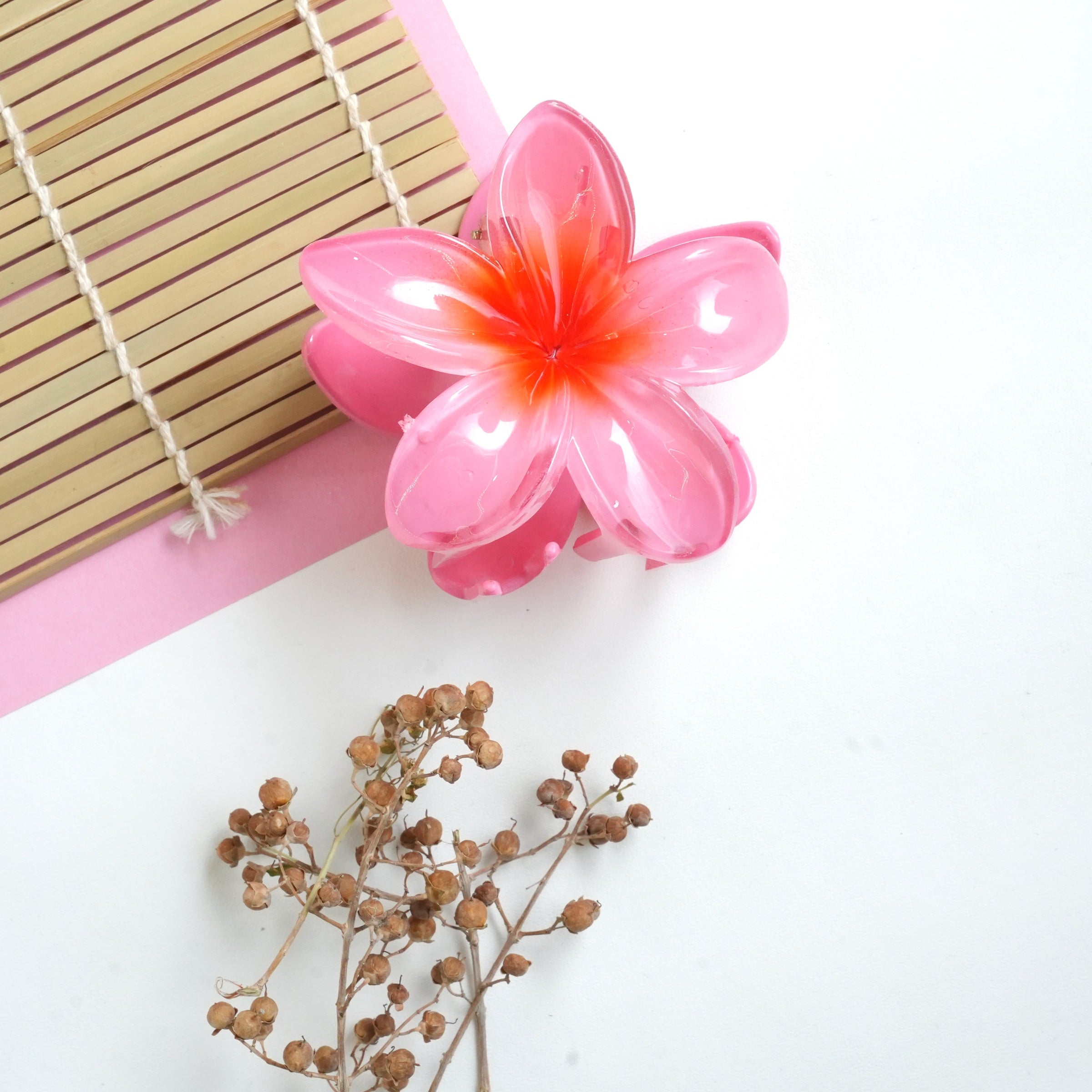 Tropical Glossy Flower Hair Claw Clips