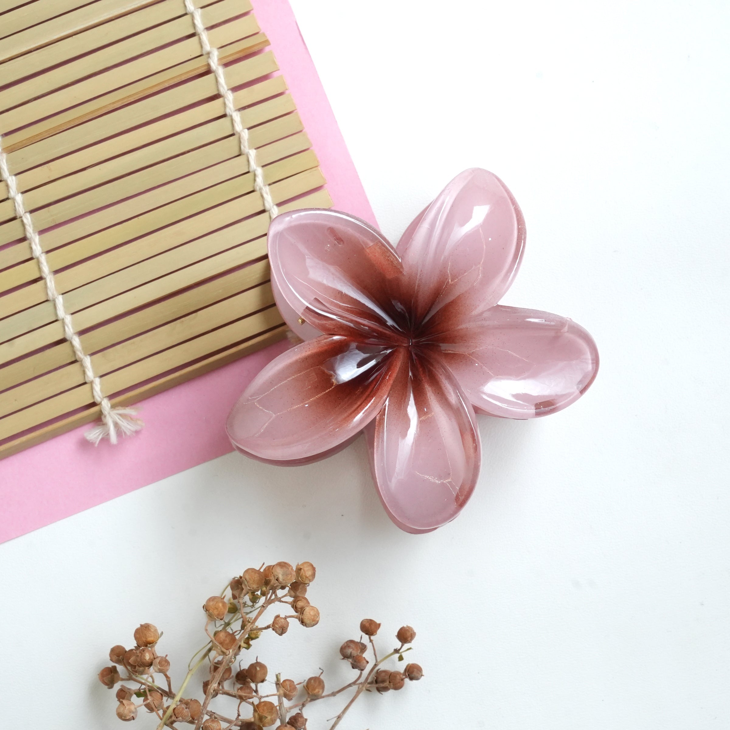Tropical Glossy Flower Hair Claw Clips