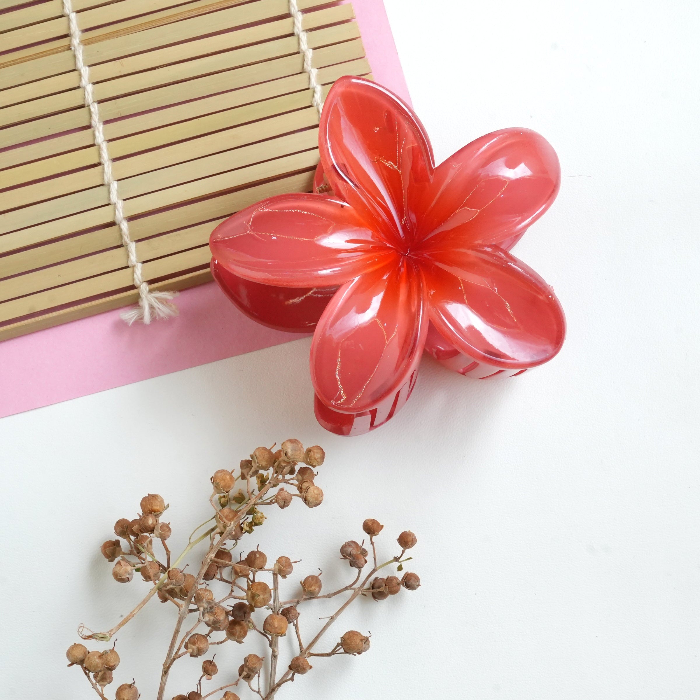 Tropical Glossy Flower Hair Claw Clips