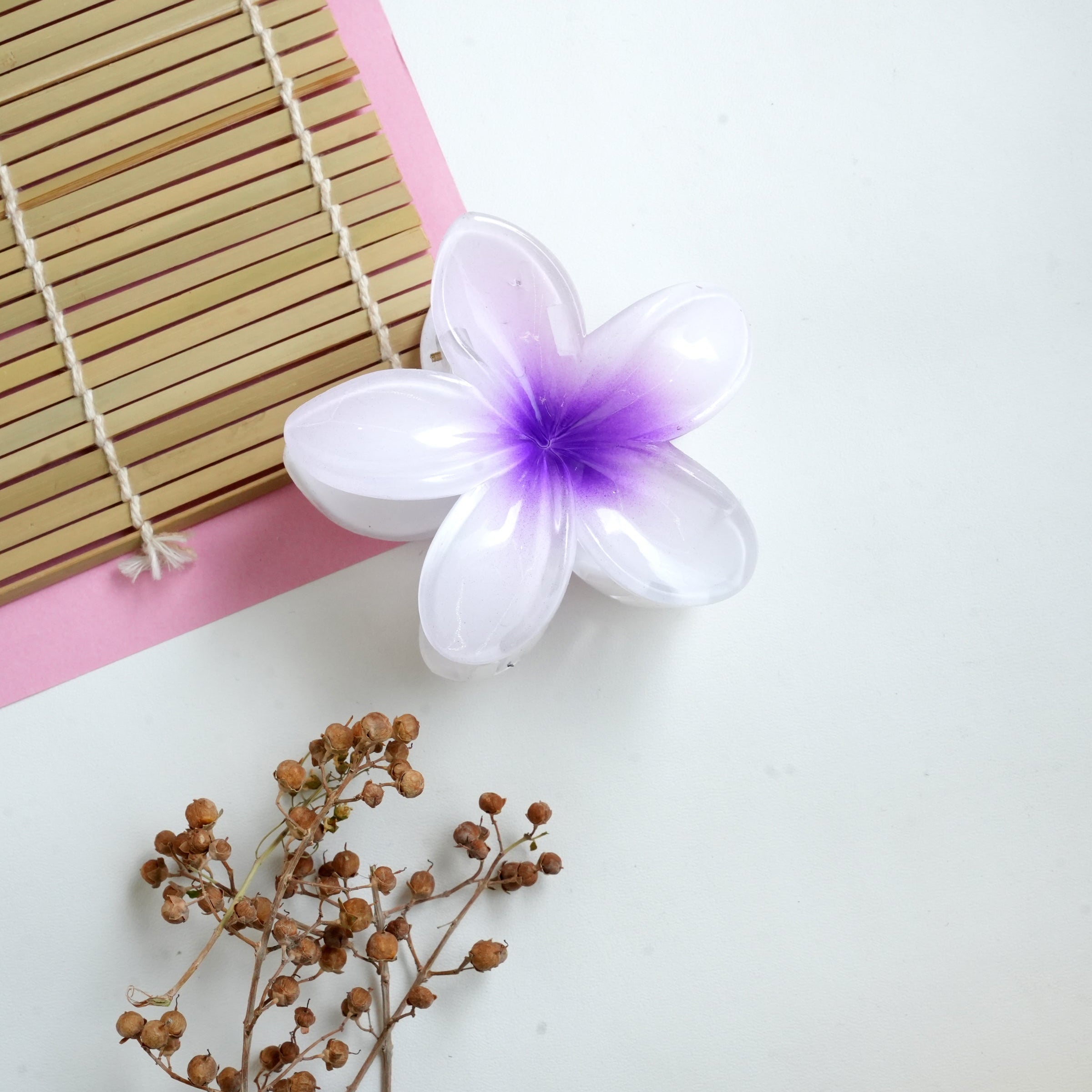 Tropical Glossy Flower Hair Claw Clips