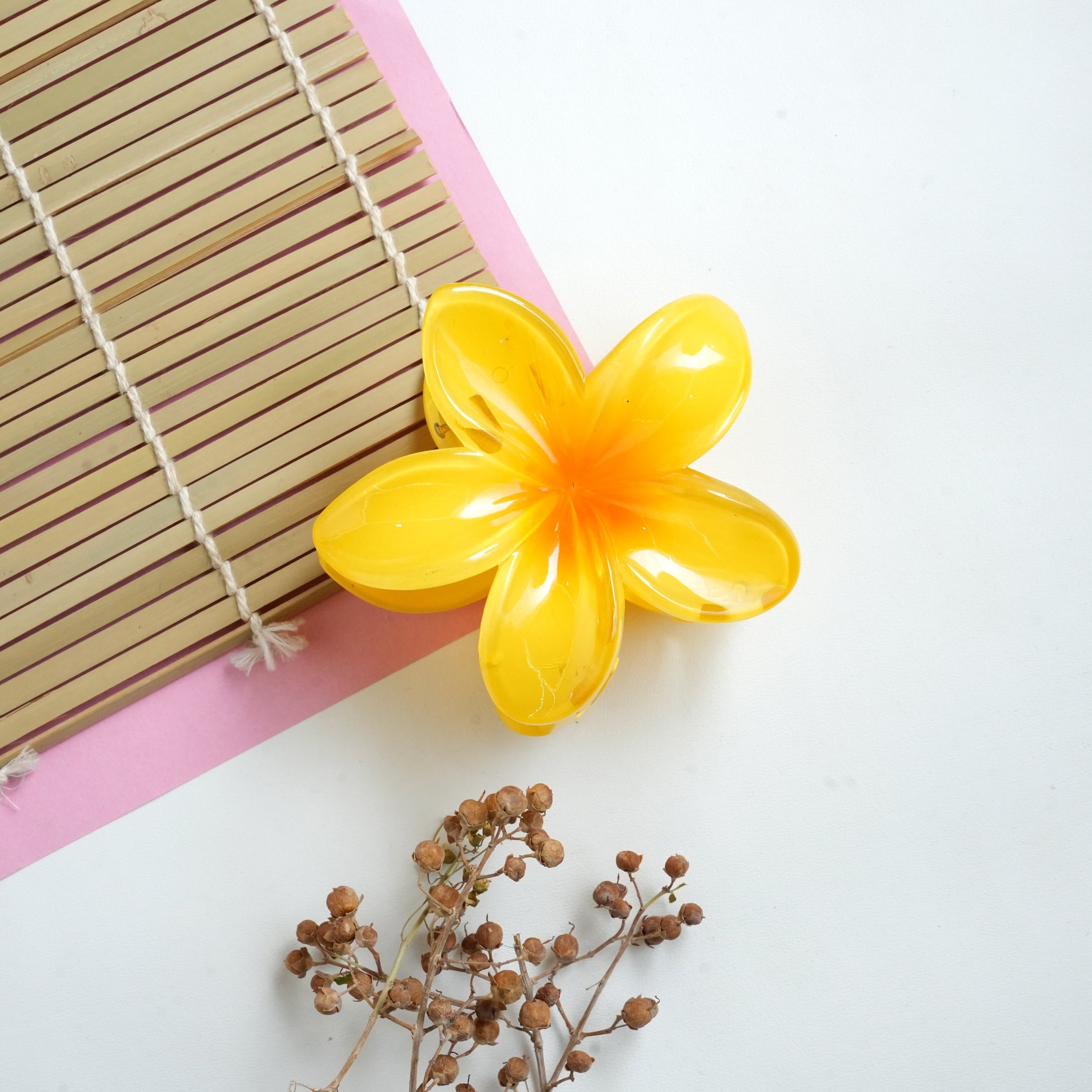 Tropical Glossy Flower Hair Claw Clips