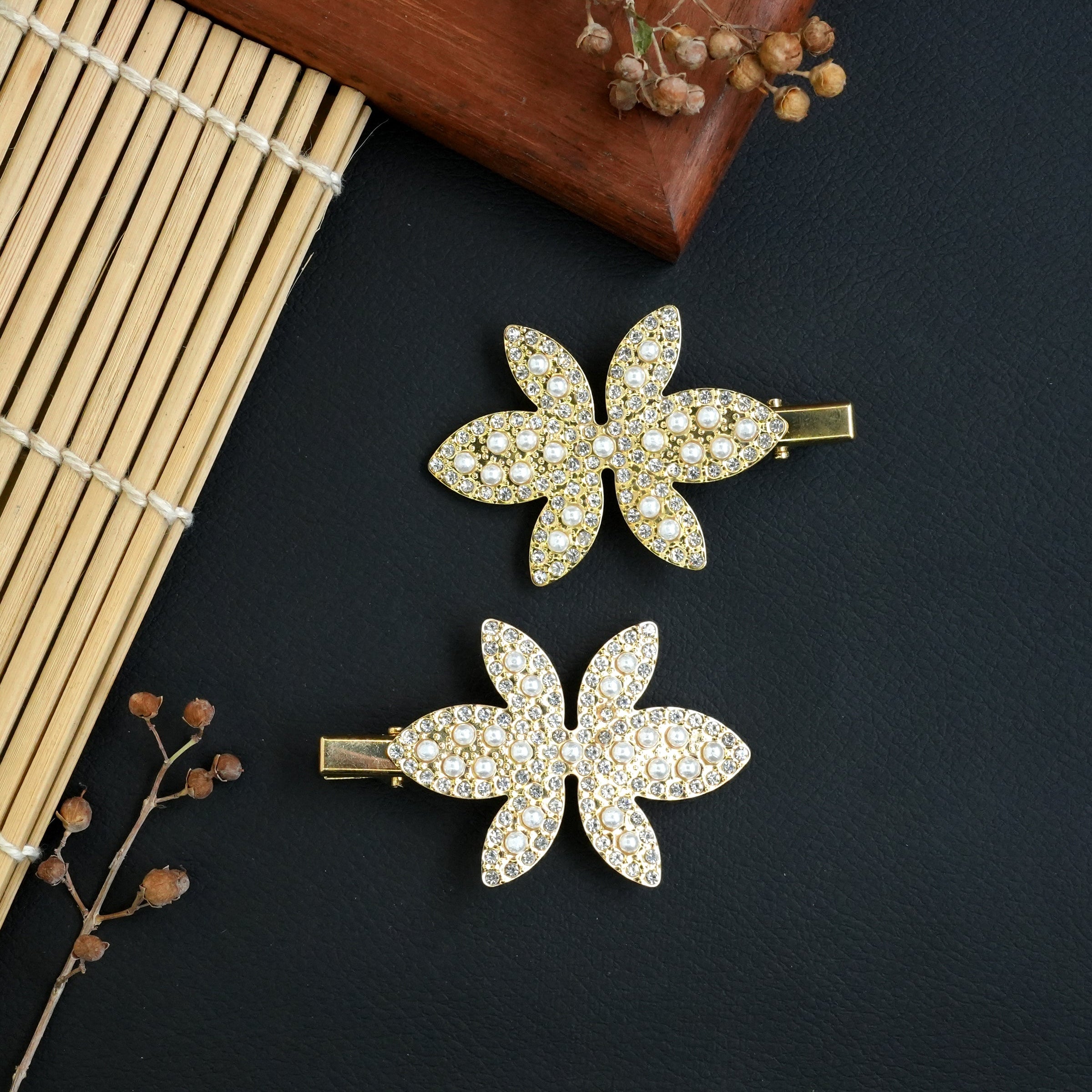 Elegant Butterfly & Pearl Metal Hair Pins Set