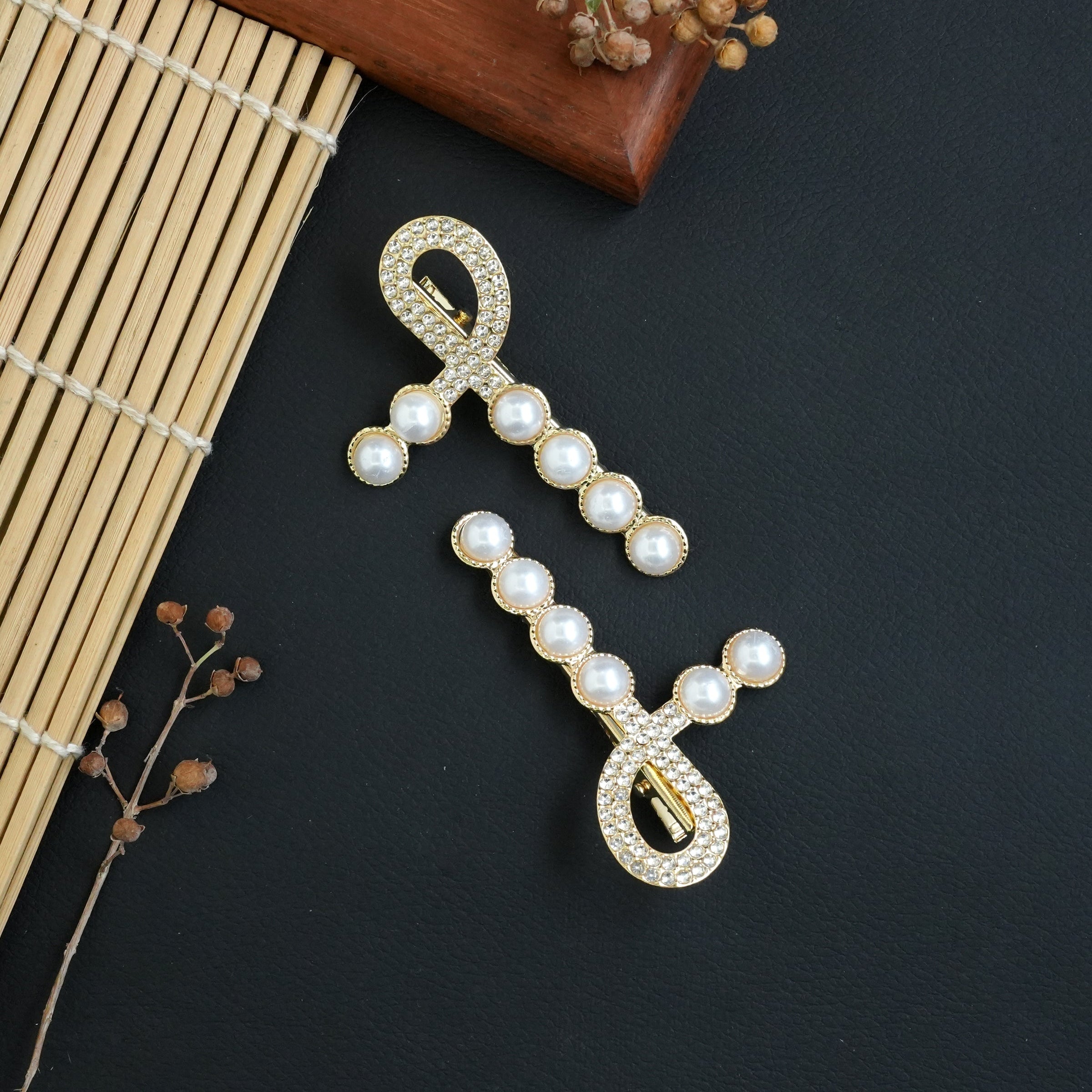 Elegant Butterfly & Pearl Metal Hair Pins Set
