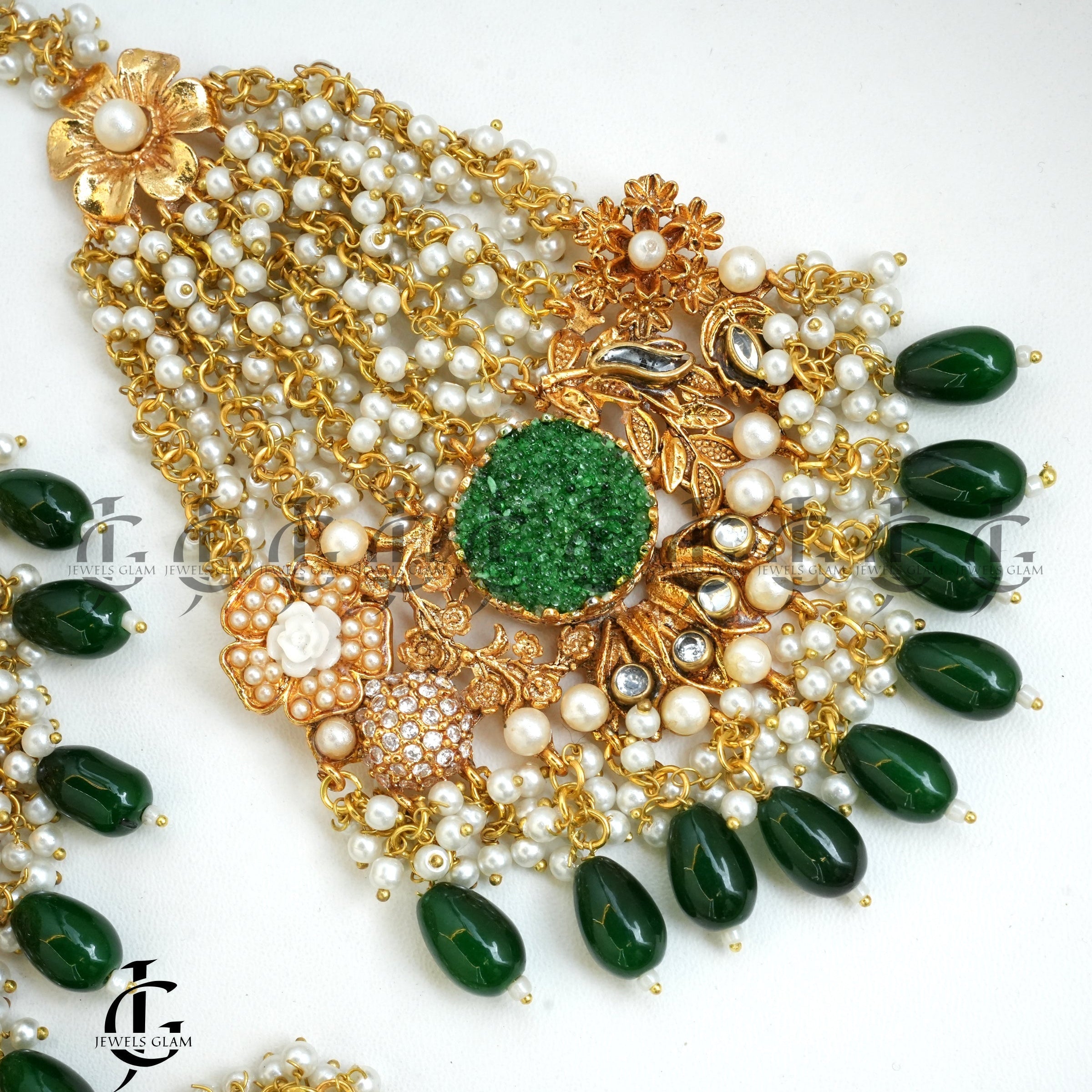 Emerald Grace Bridal Choker Jewelry Set