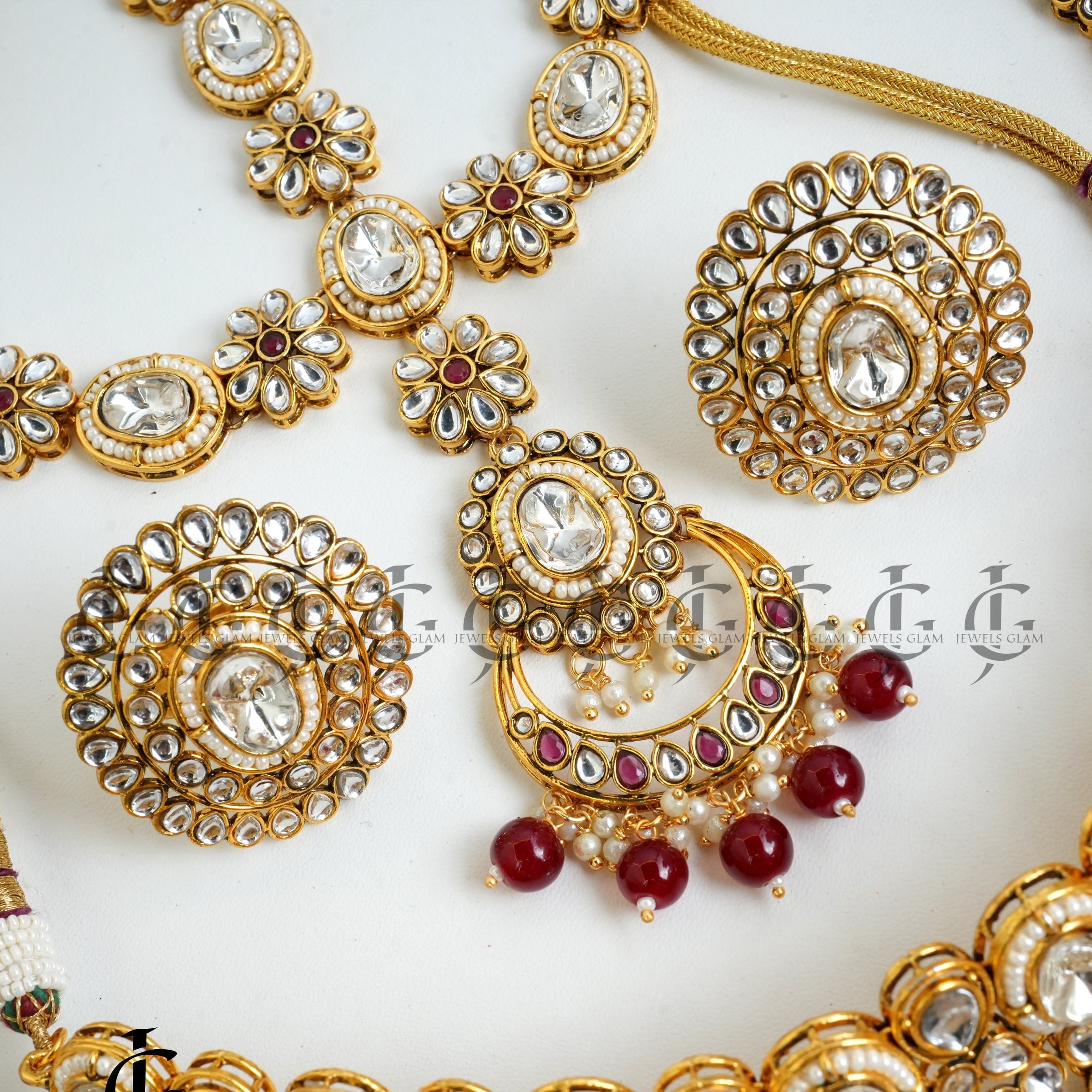 Radiant Polki Kundan Ruby Bridal Jewelry Set