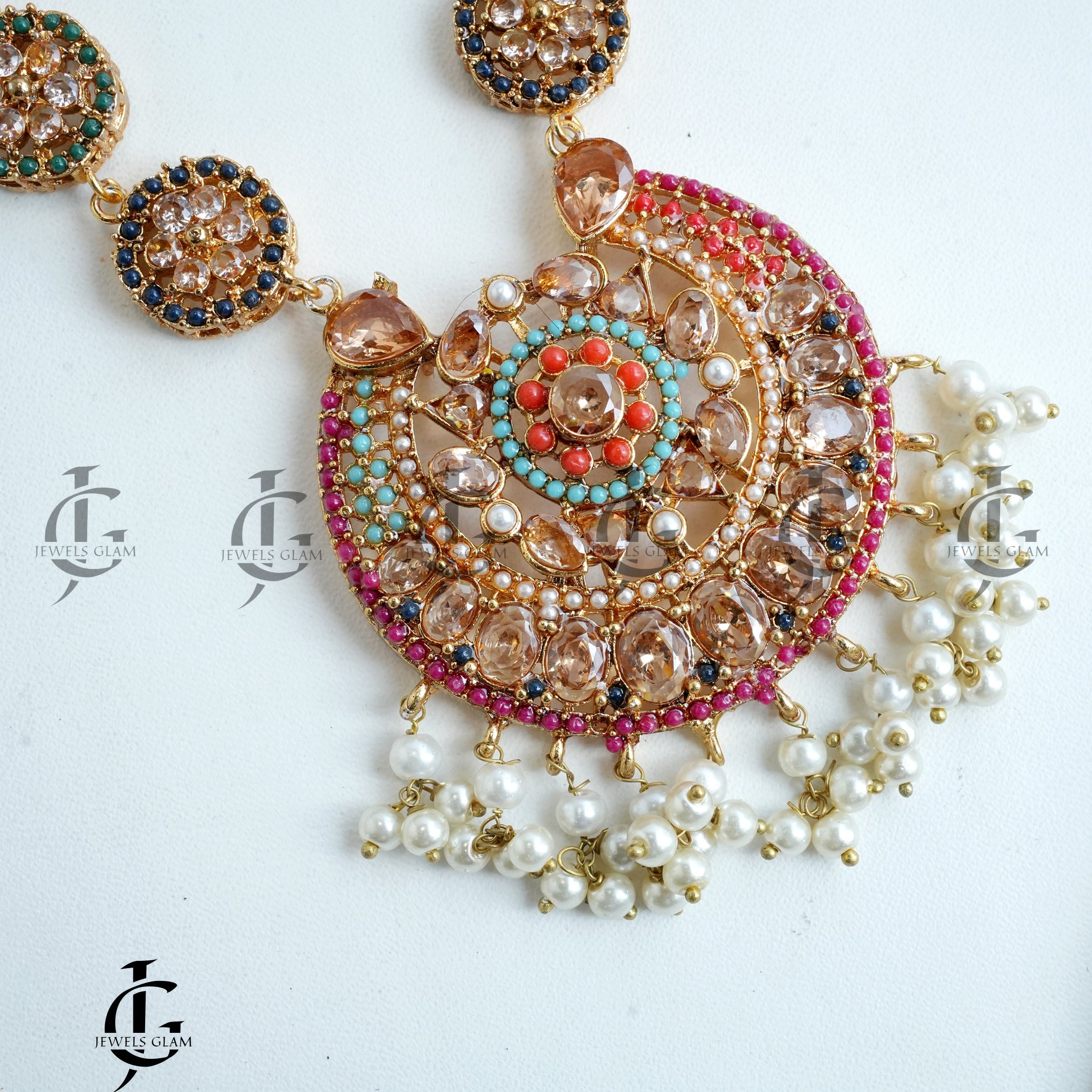 Multicolor Kundan-Encrusted Pearl Mala Set