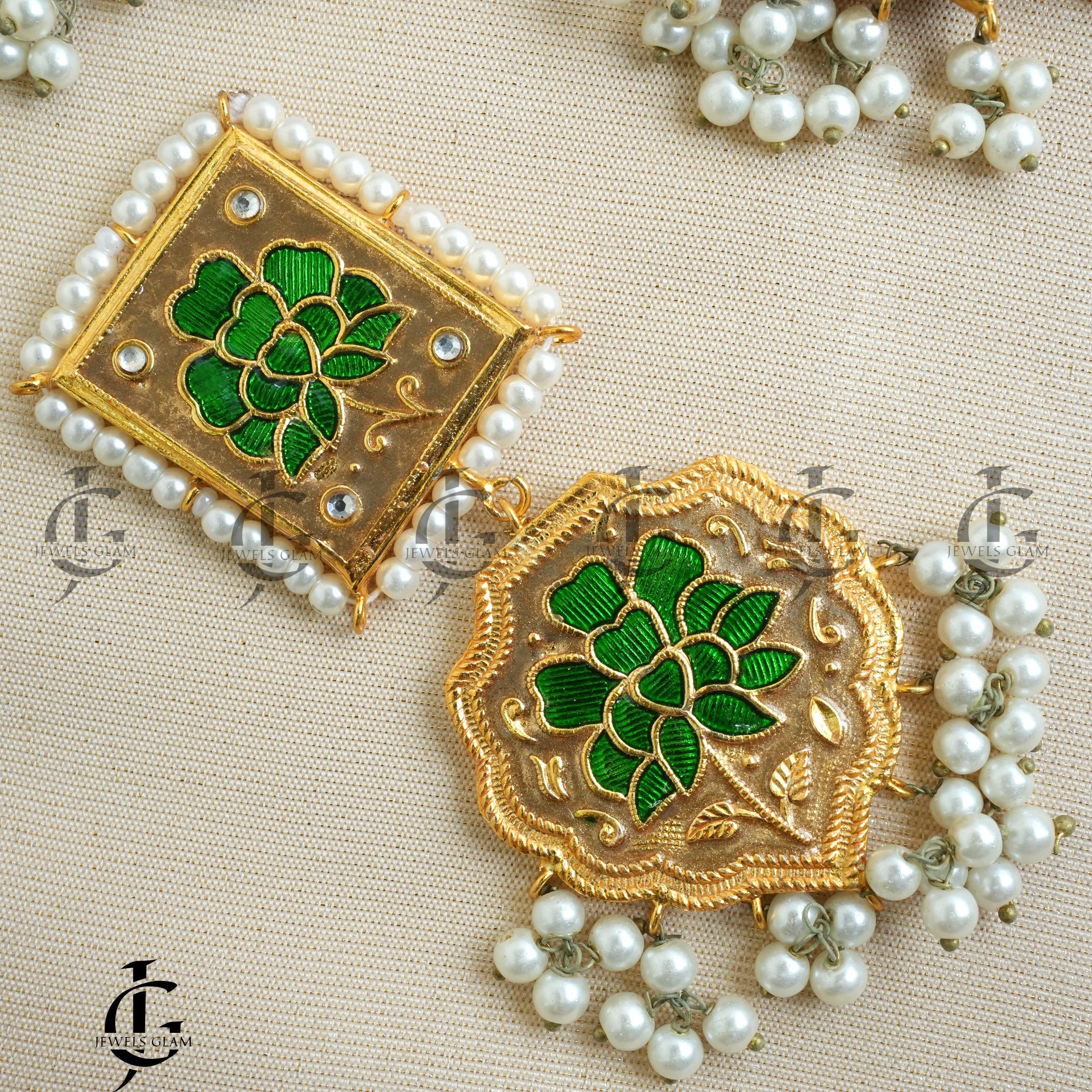 Thappa Kundan Choker Set Green