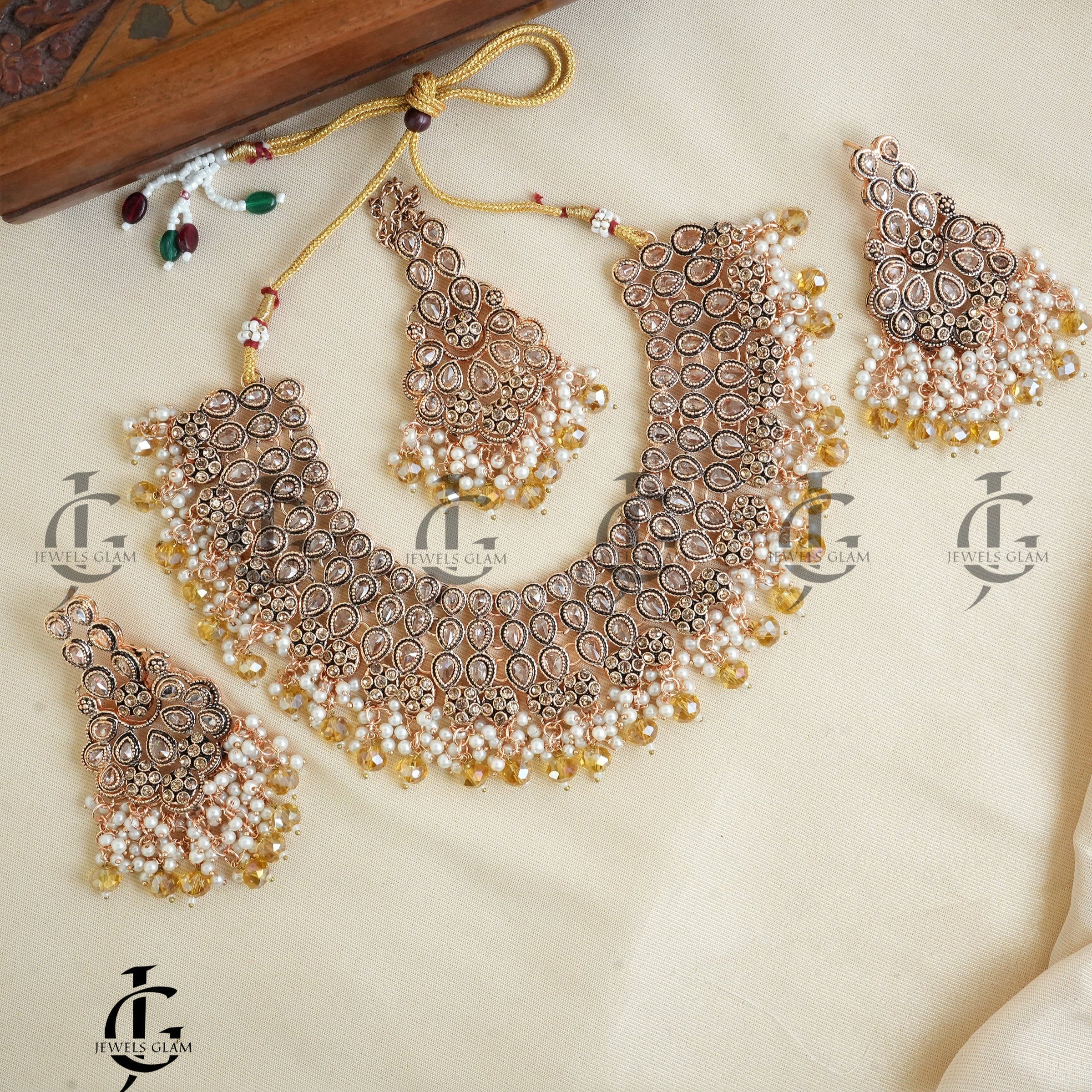 Golden Radiance Pearl Bridal Jewelry Set