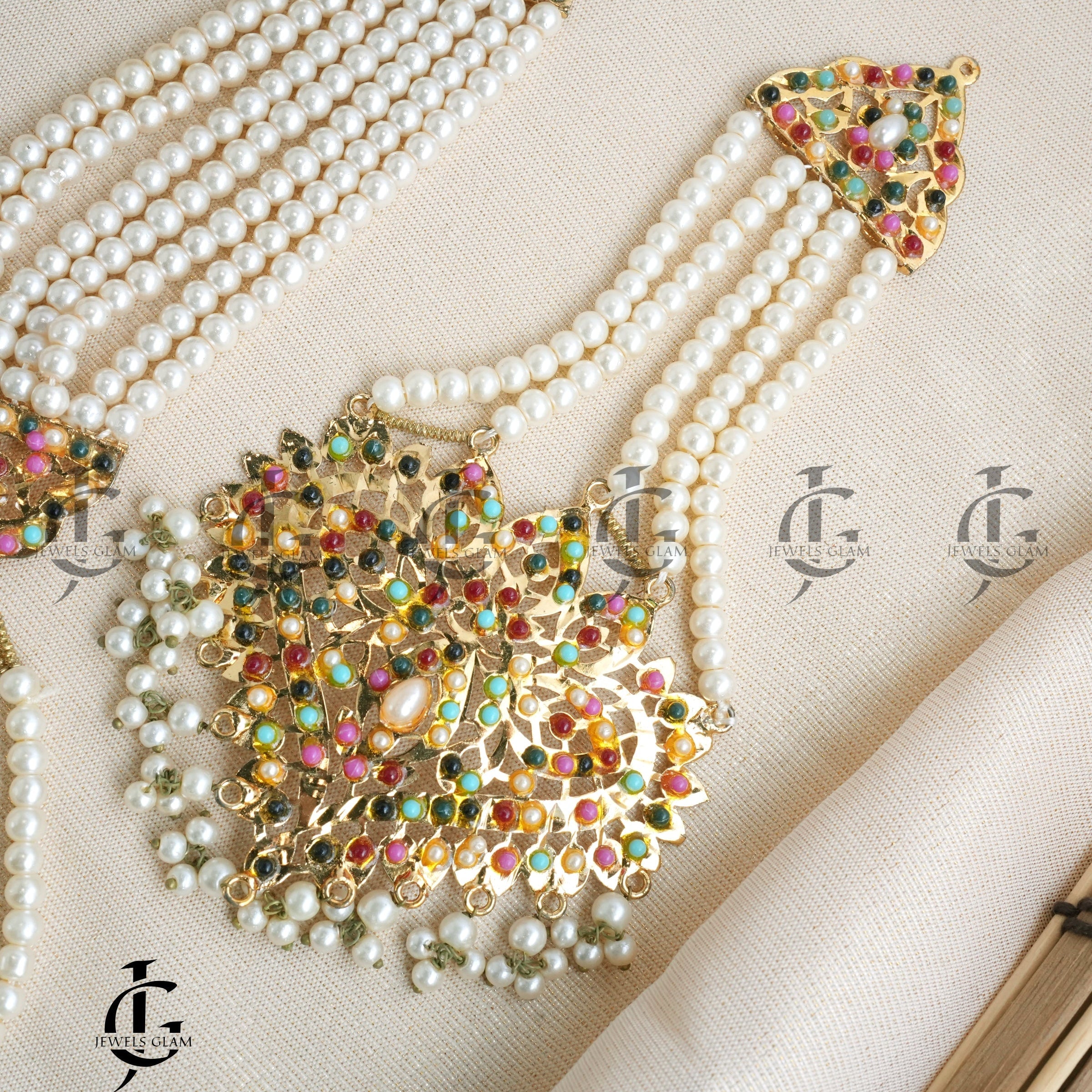 Multicolor Pearl Royal Bridal Jewelry Set