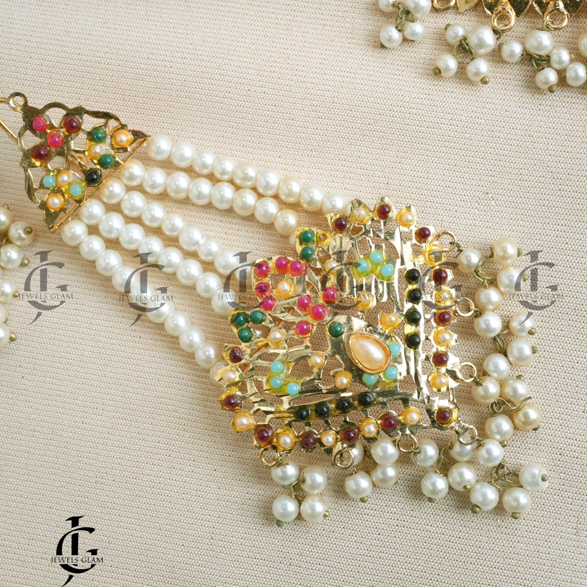 Multicolor Pearl Royal Bridal Jewelry Set