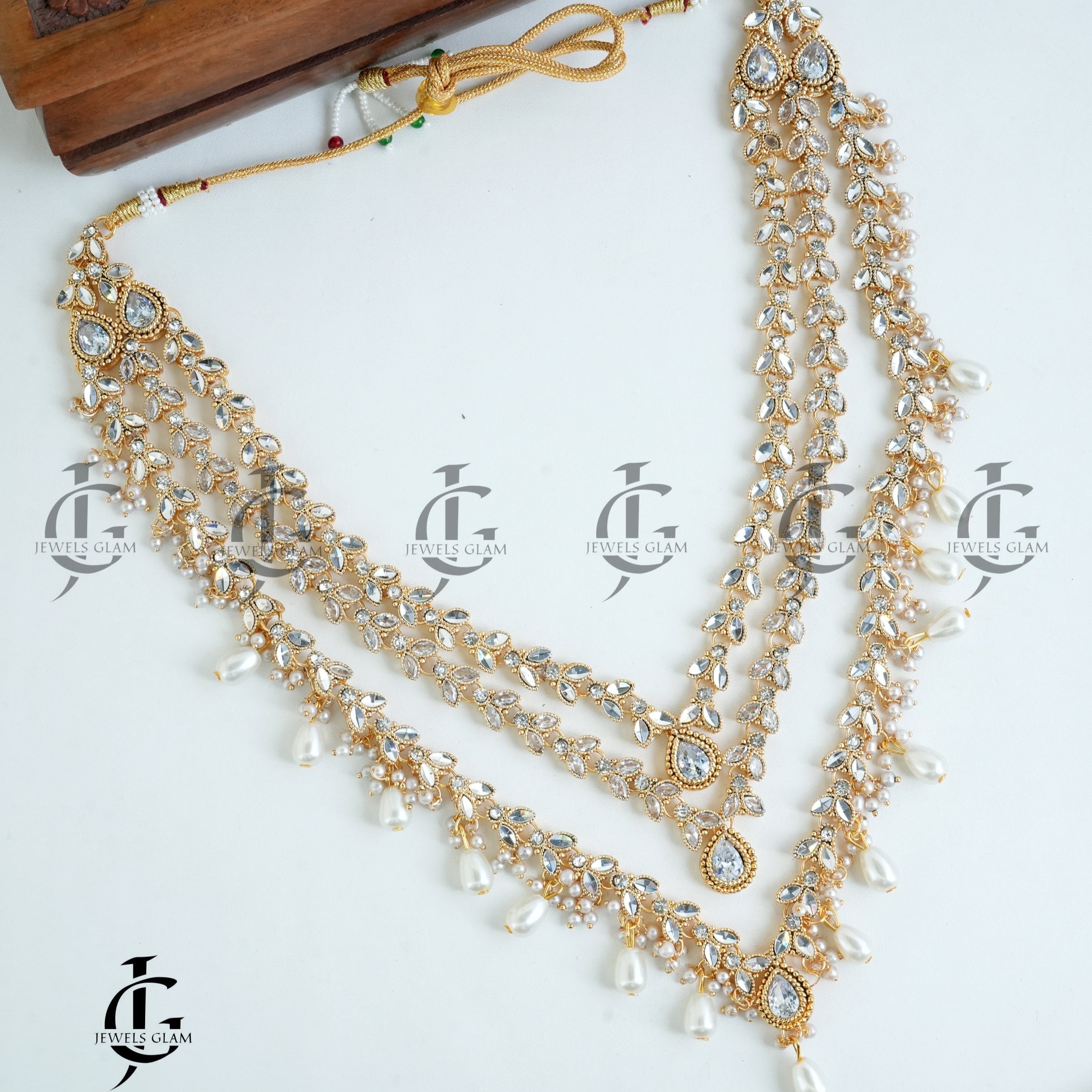 Elegant Multi-Layered Pearl Kundan Mala