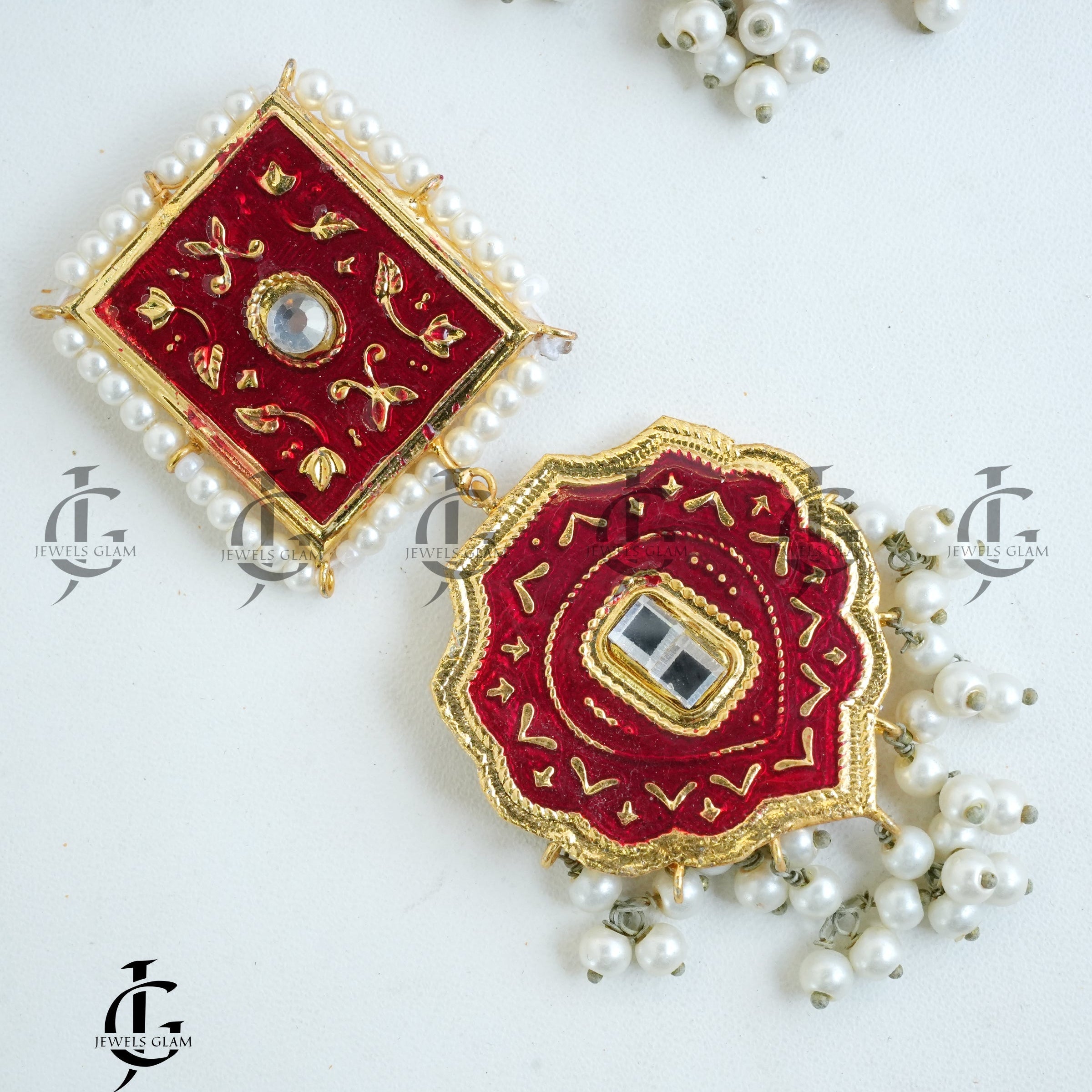 Thapa Kundan with Minakari Chockers Sets Red