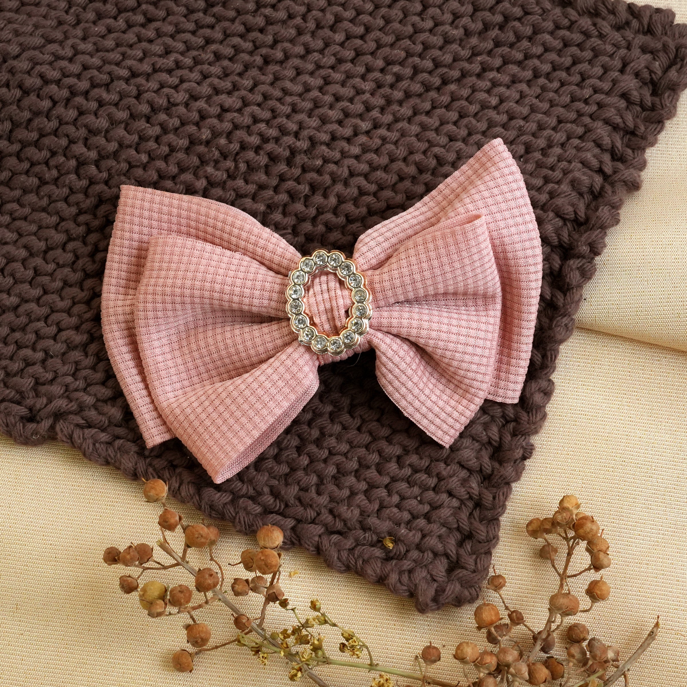 Elegant Bow Hair Clips with Rhinestone Accent