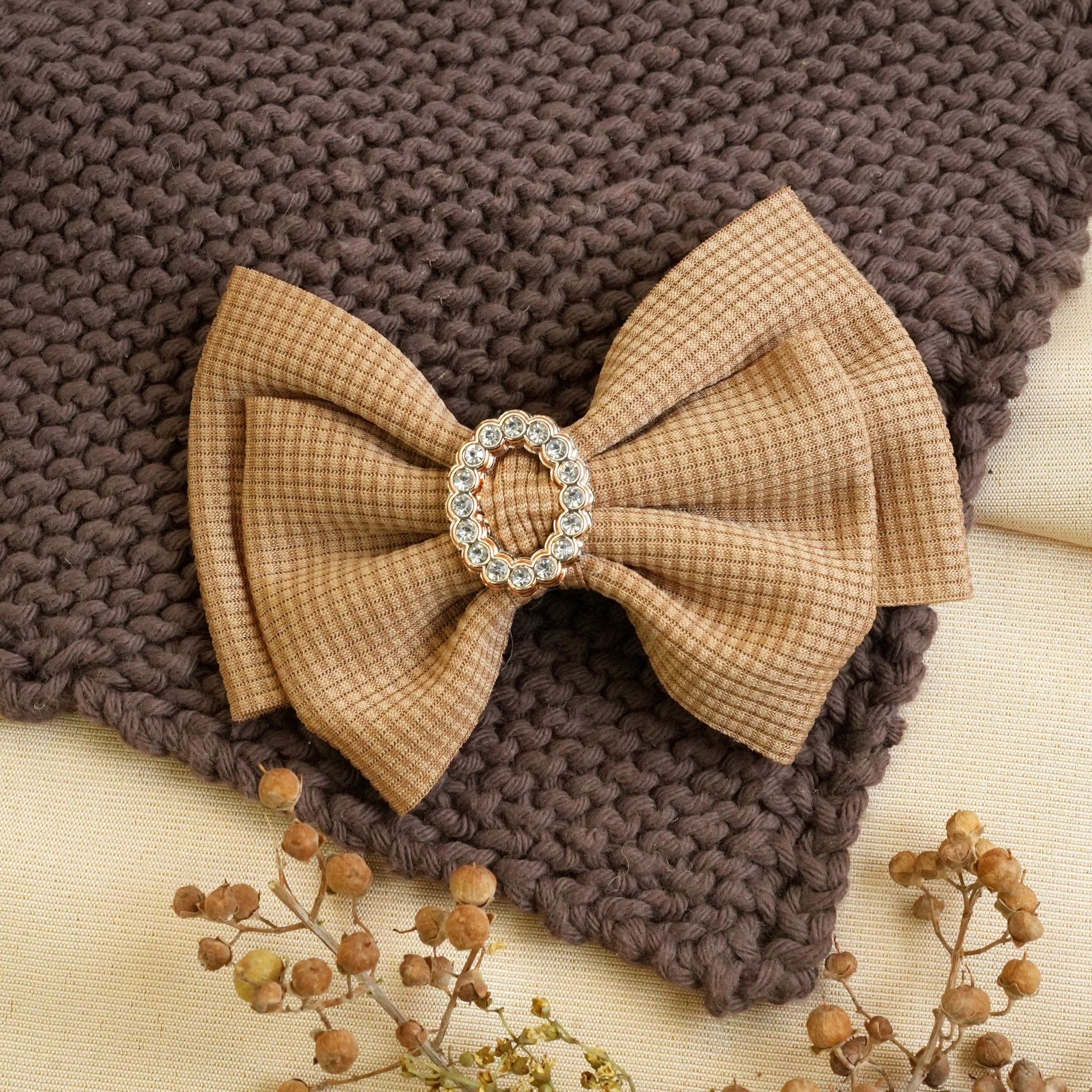 Elegant Bow Hair Clips with Rhinestone Accent
