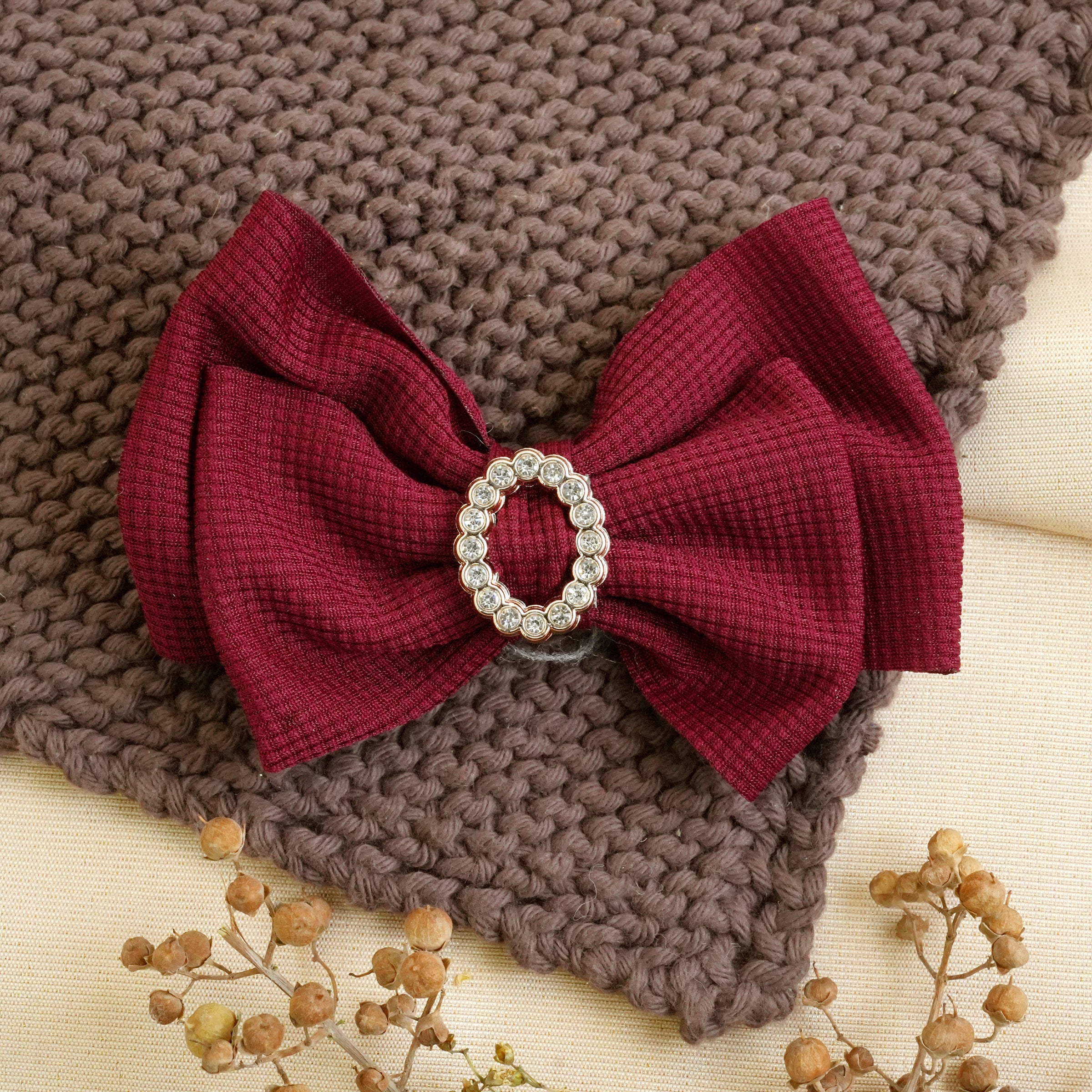 Elegant Bow Hair Clips with Rhinestone Accent