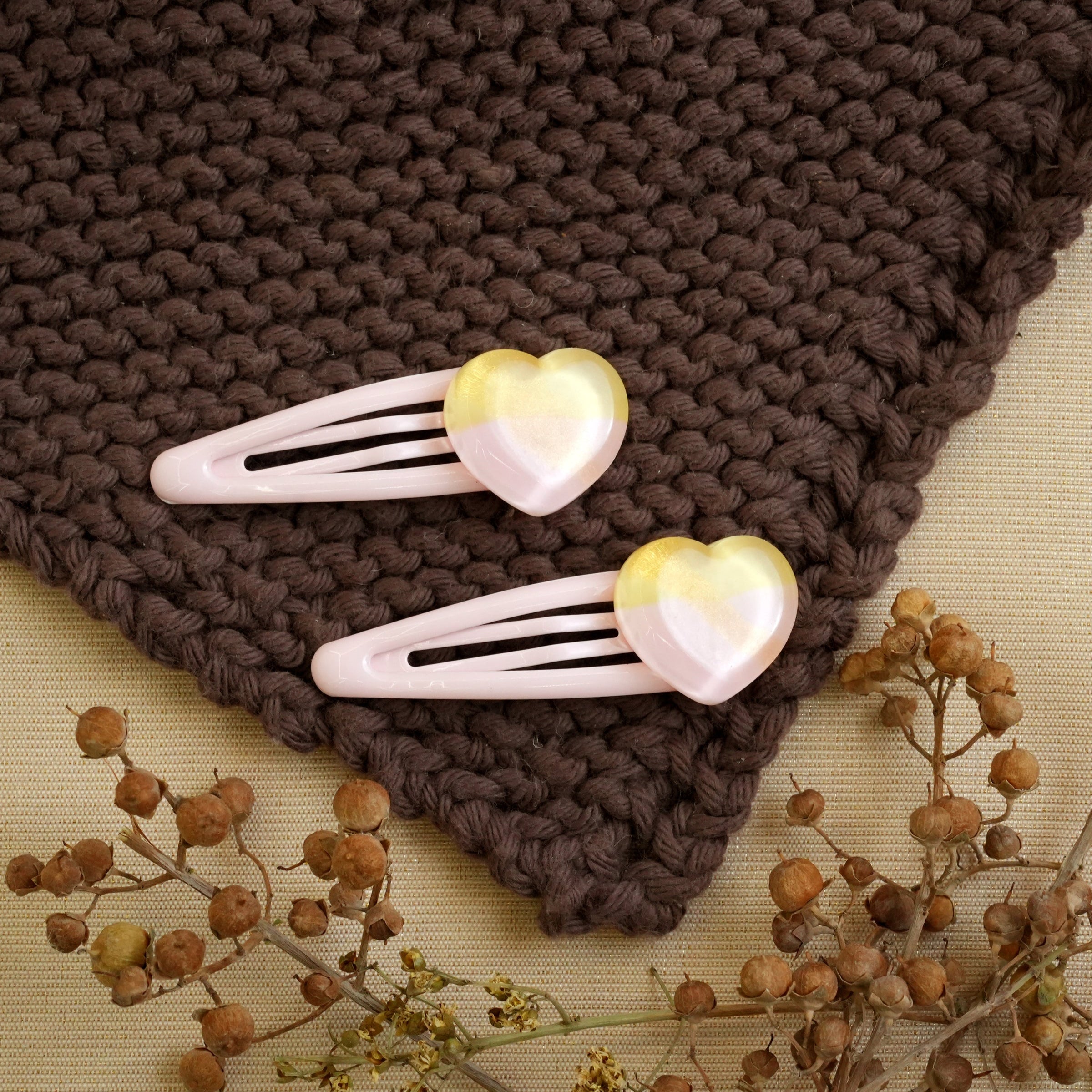 Pastel Heart Charm Hair Clips