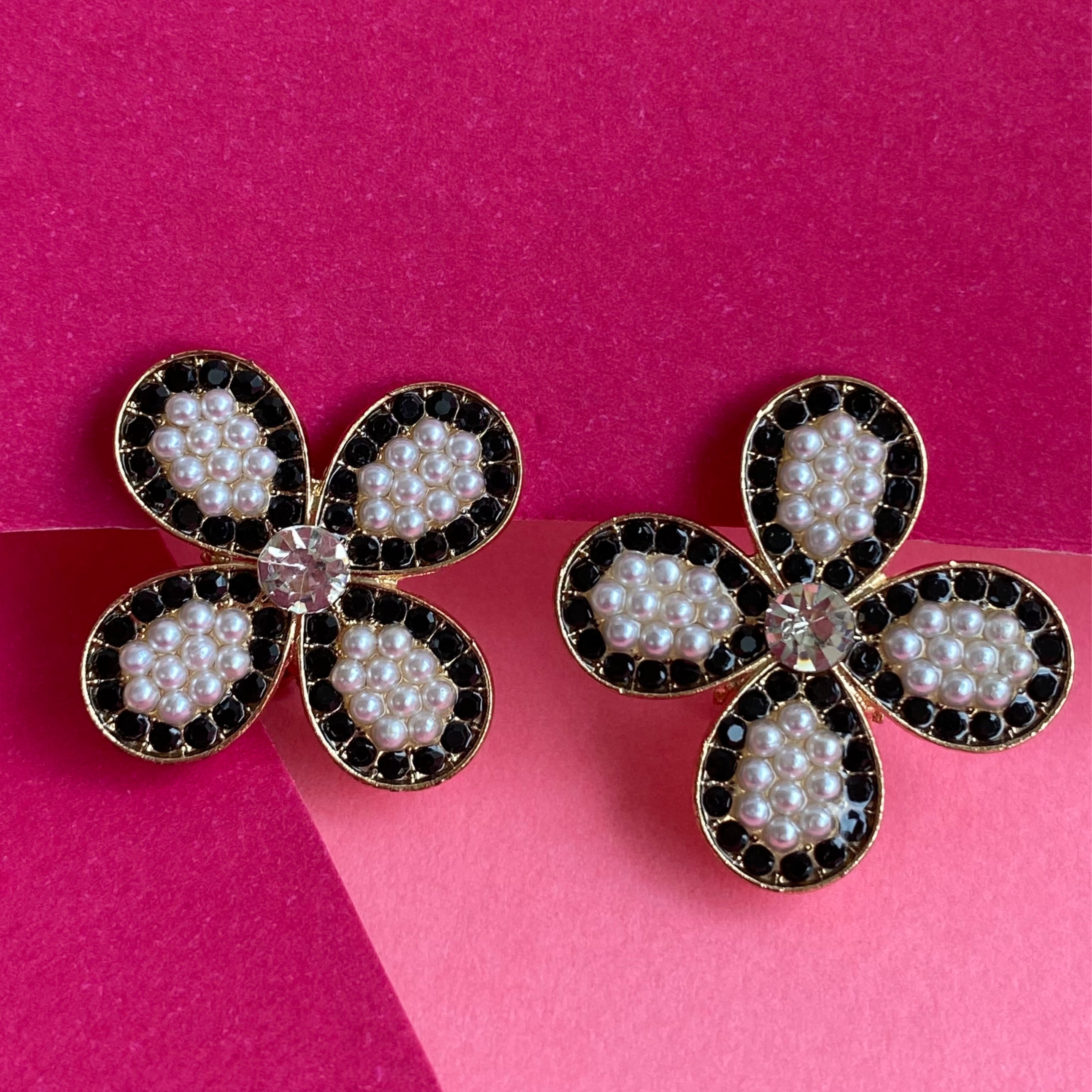 Classic Pearl Flower Statement Studs