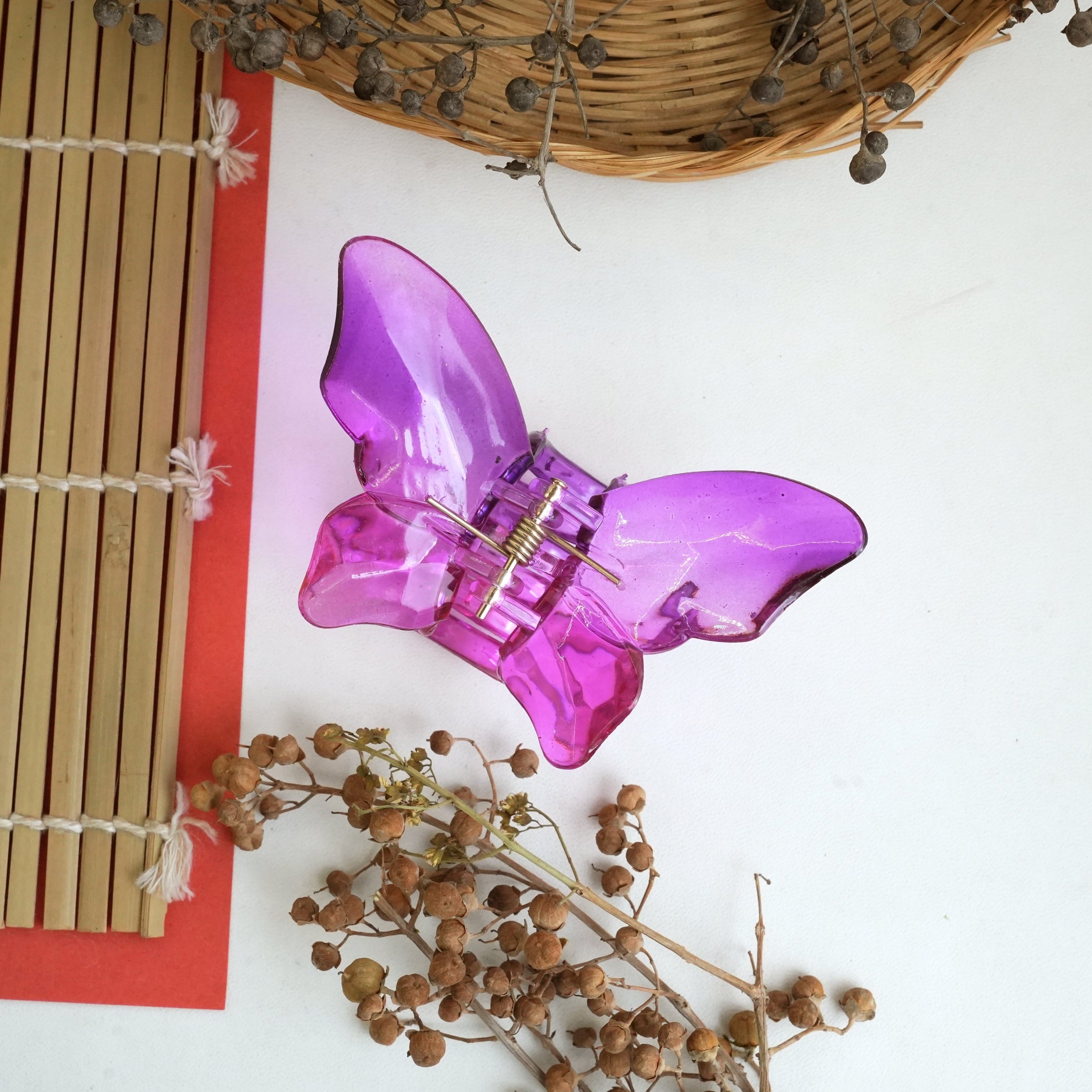 Two Toned Butterfly Hair Catcher Claw Clip Large