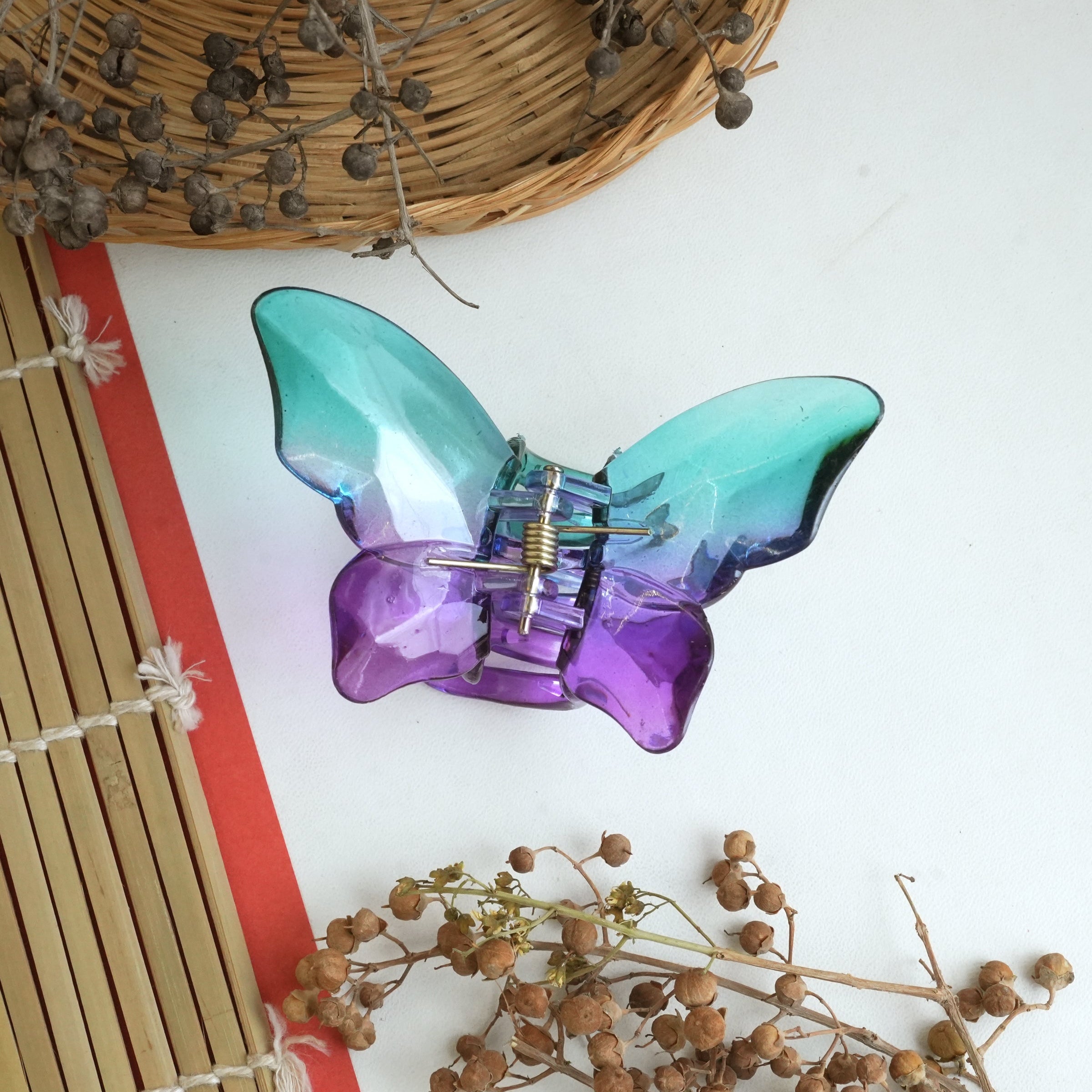 Two Toned Butterfly Hair Catcher Claw Clip Large