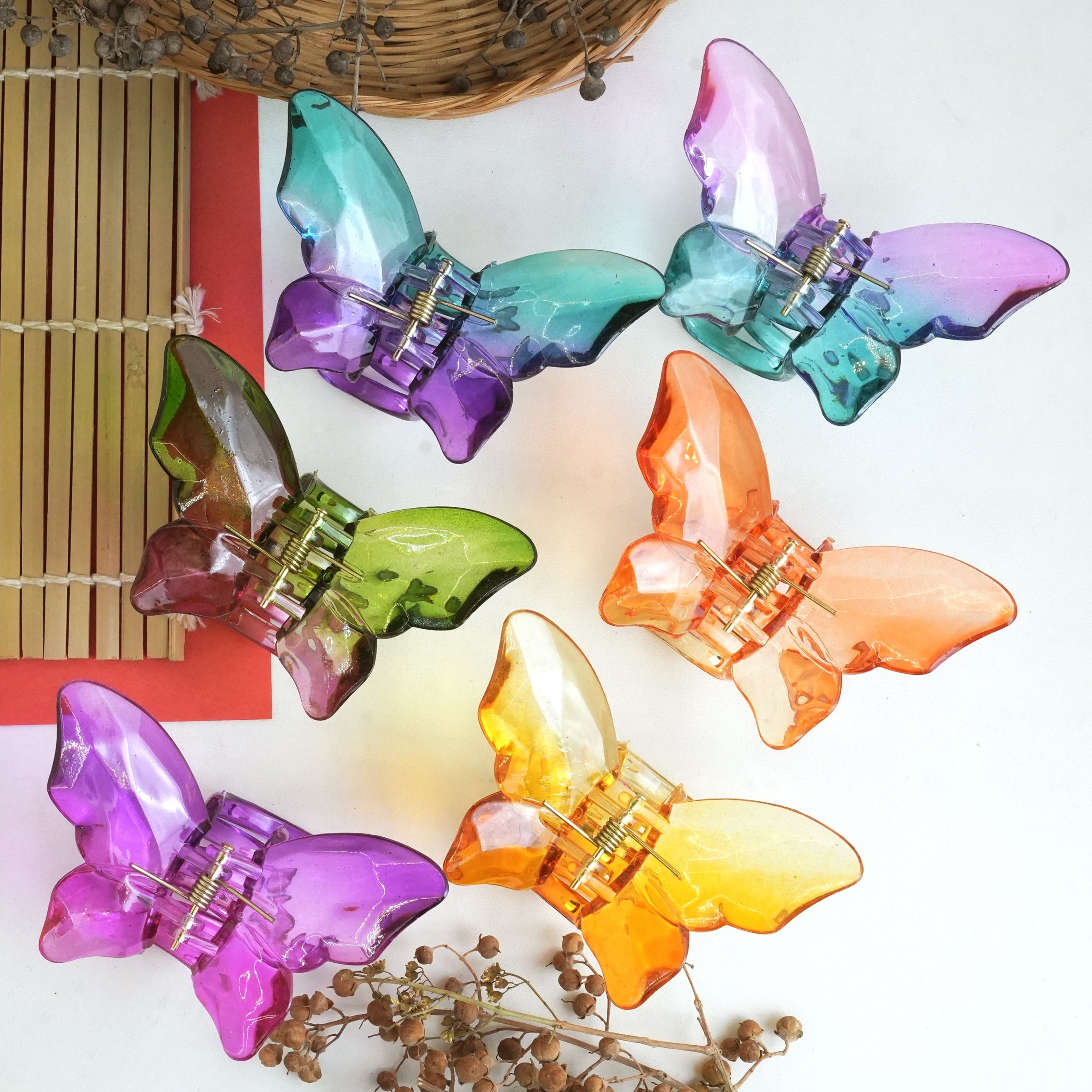 Two Toned Butterfly Hair Catcher Claw Clip Large