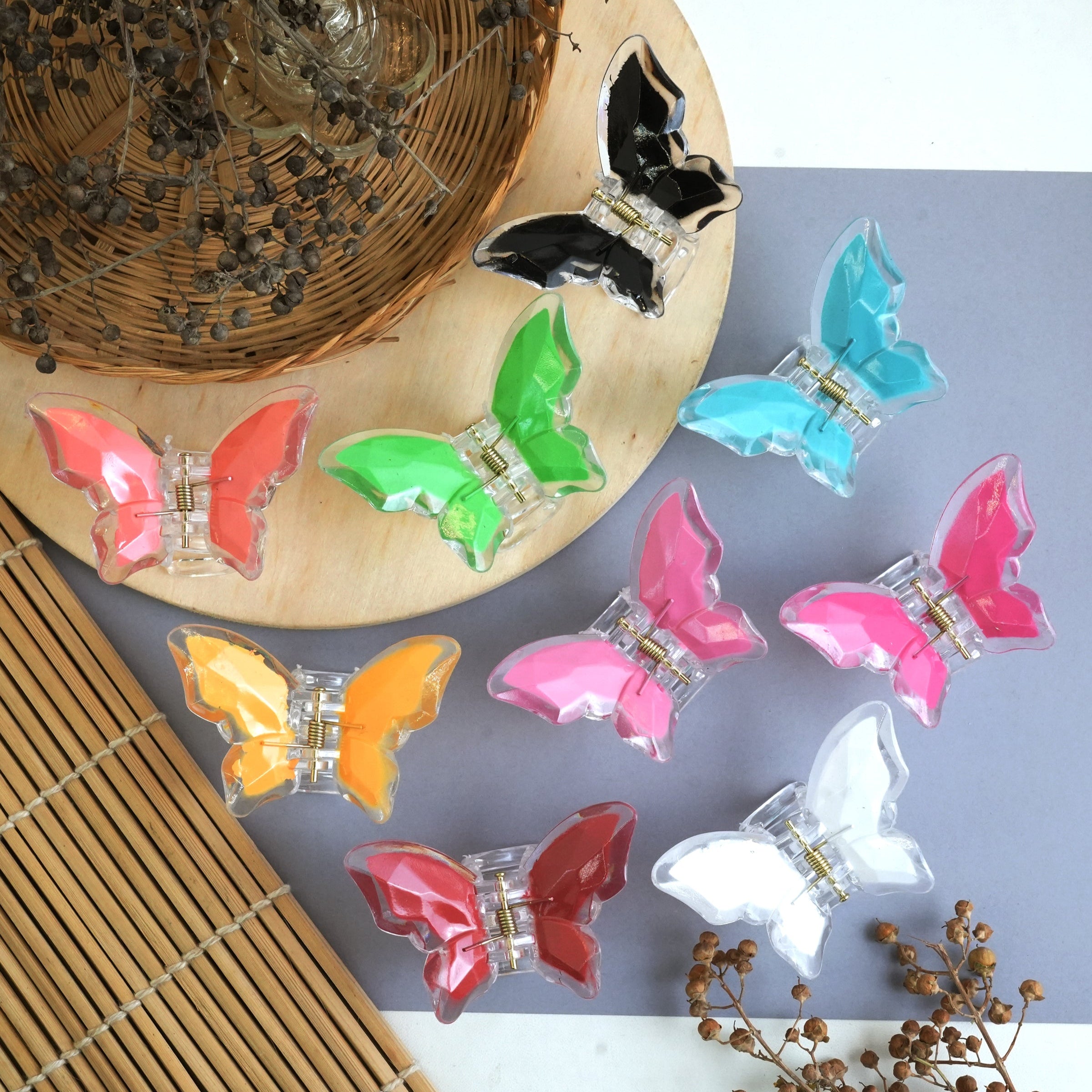 Crystal Butterfly Hair Claw Clips – Vibrant Wings Collection"