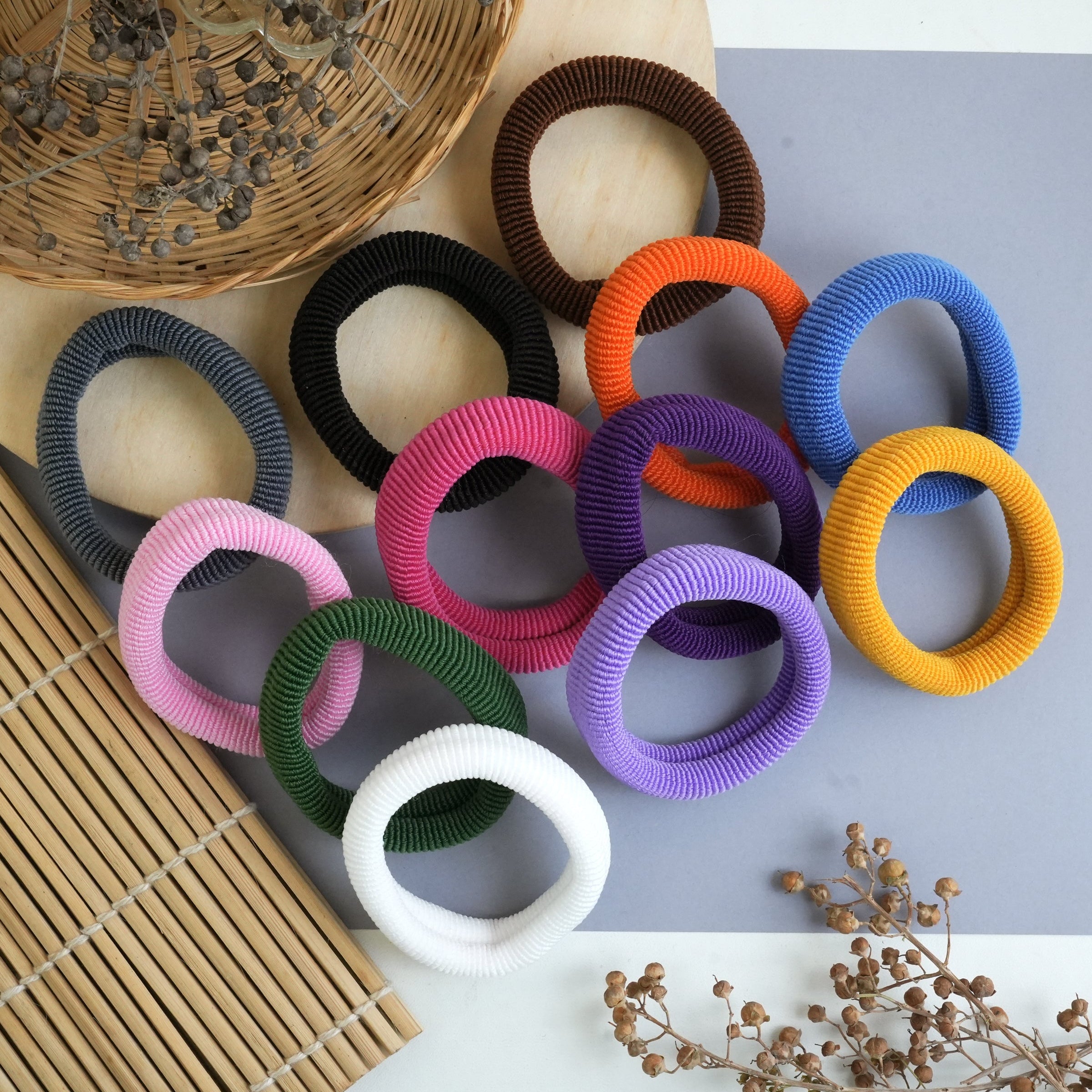 Soft Elastic Hair Ties in Vibrant Color Set 12 pc