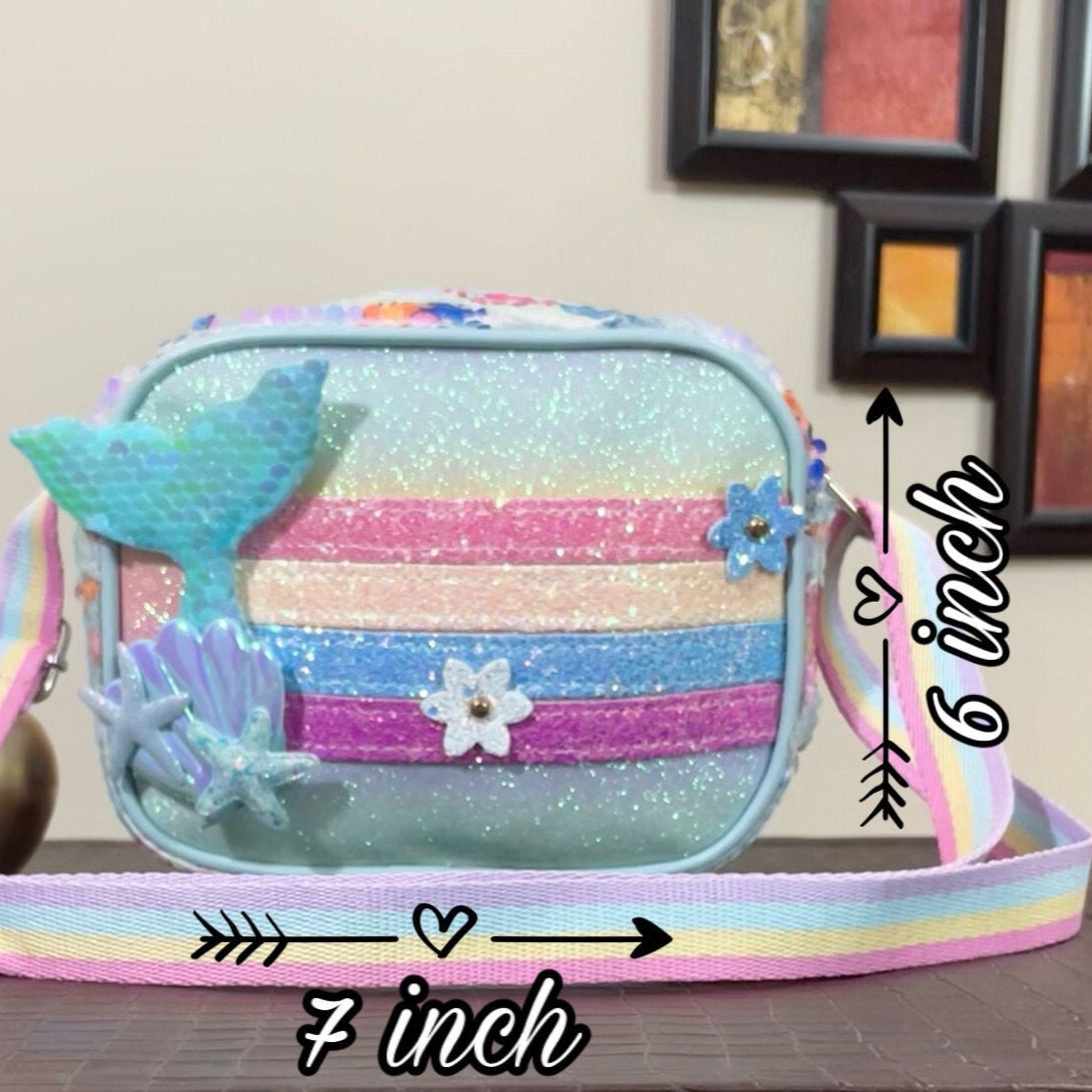 Little Girls Sparkling Mermaid Crossbody Shoulder Bag