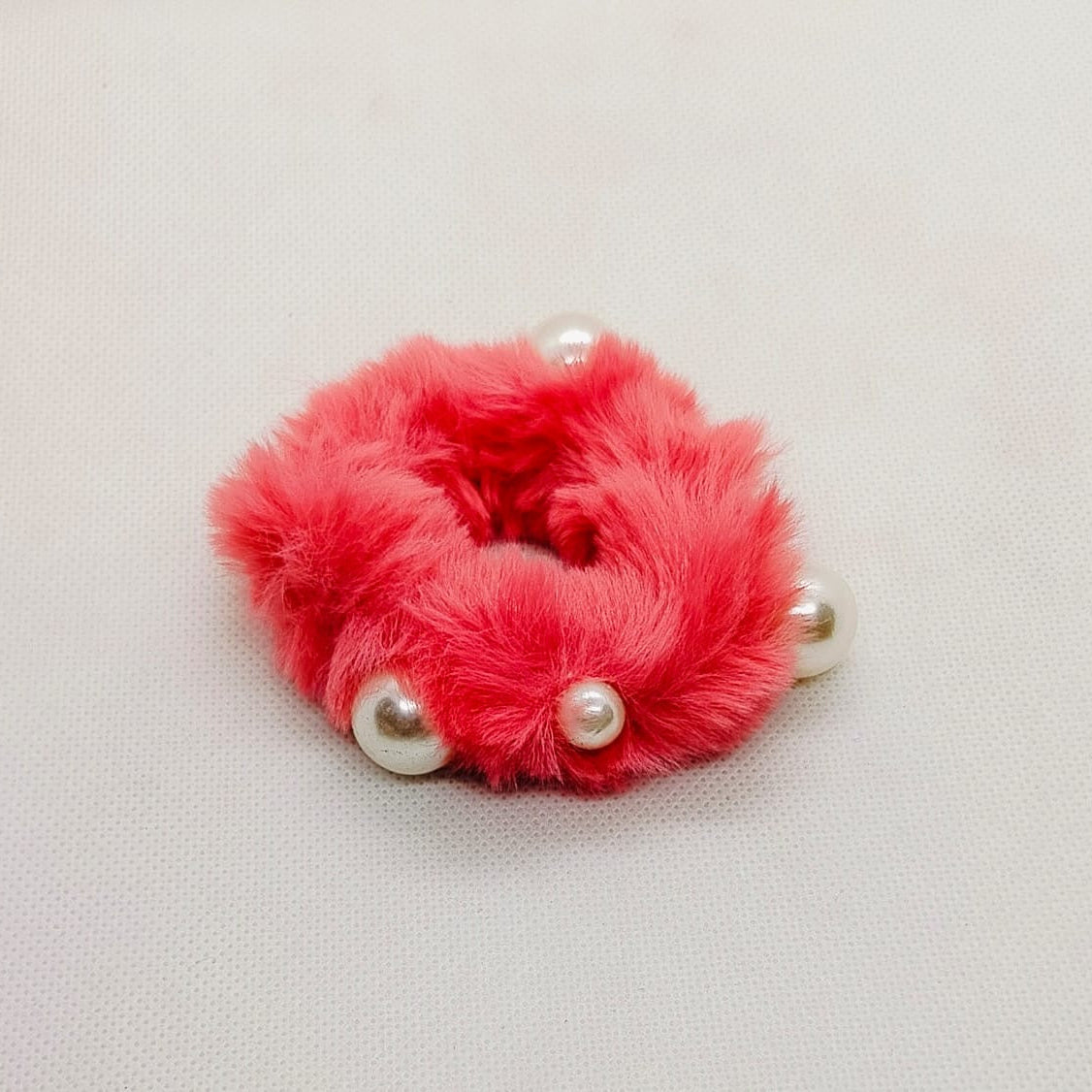 Plush Pearl-Embellished Hair Ties