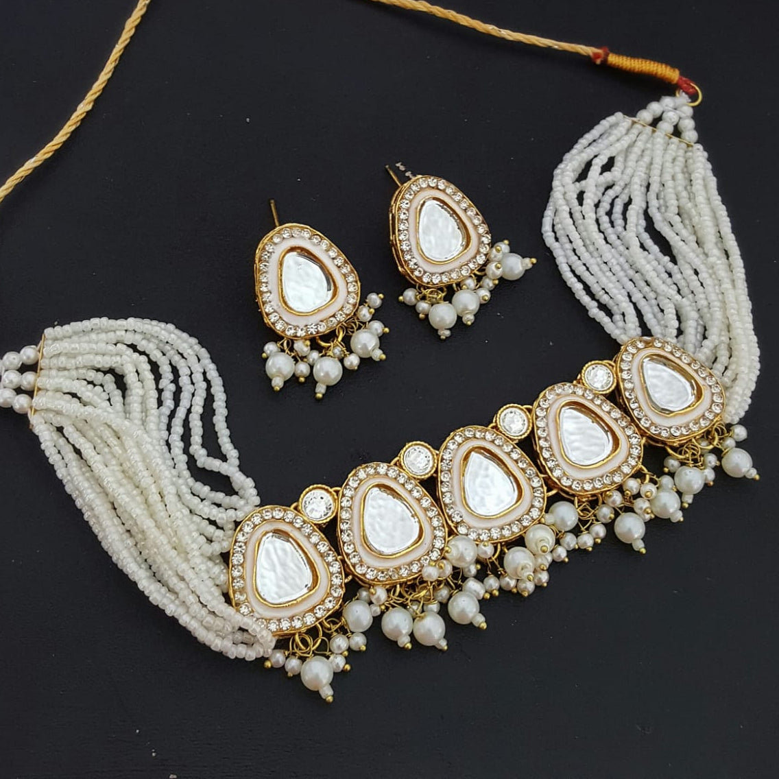 Indian Polki Kundan Choker Set White