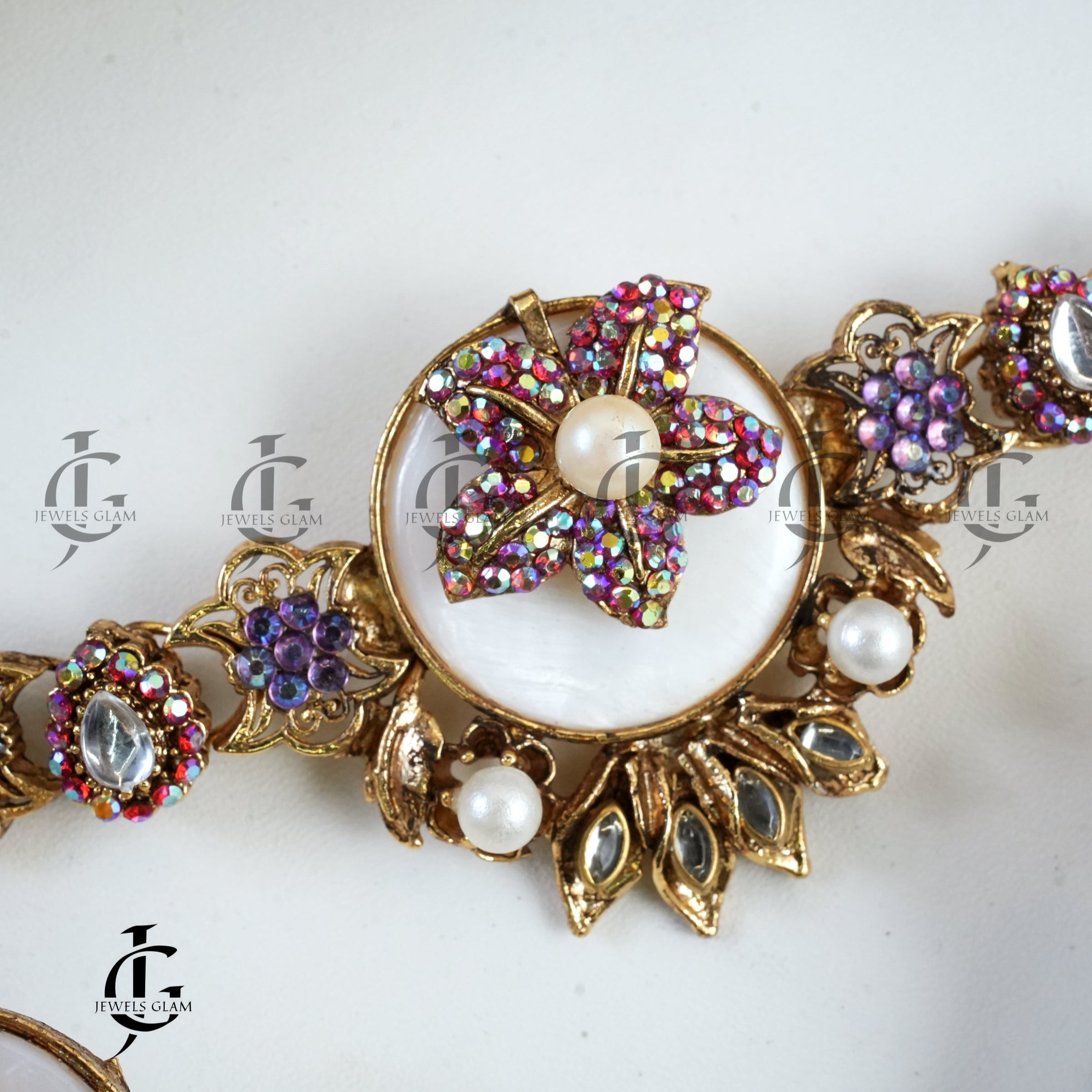 Turkish Choker Necklace Set With Blue Accents