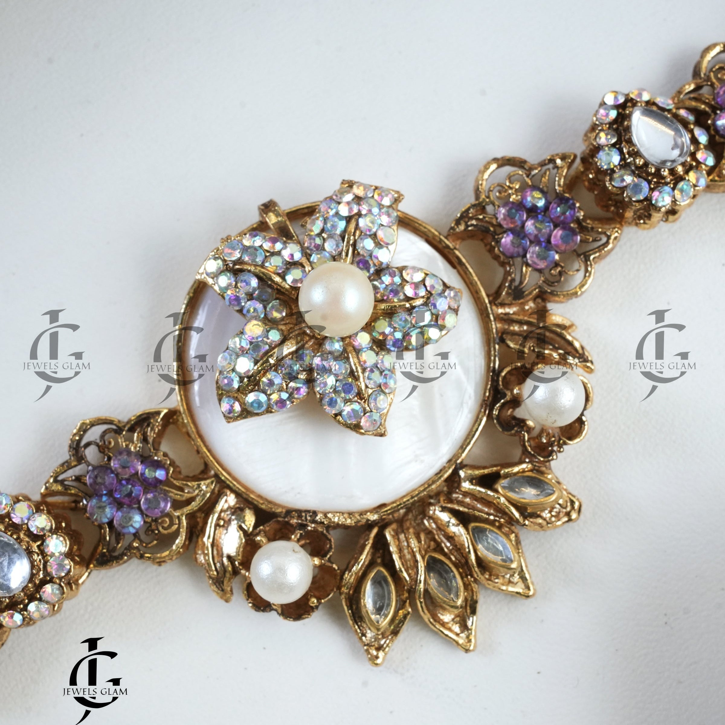 Turkish Choker Necklace Set With Blue Accents
