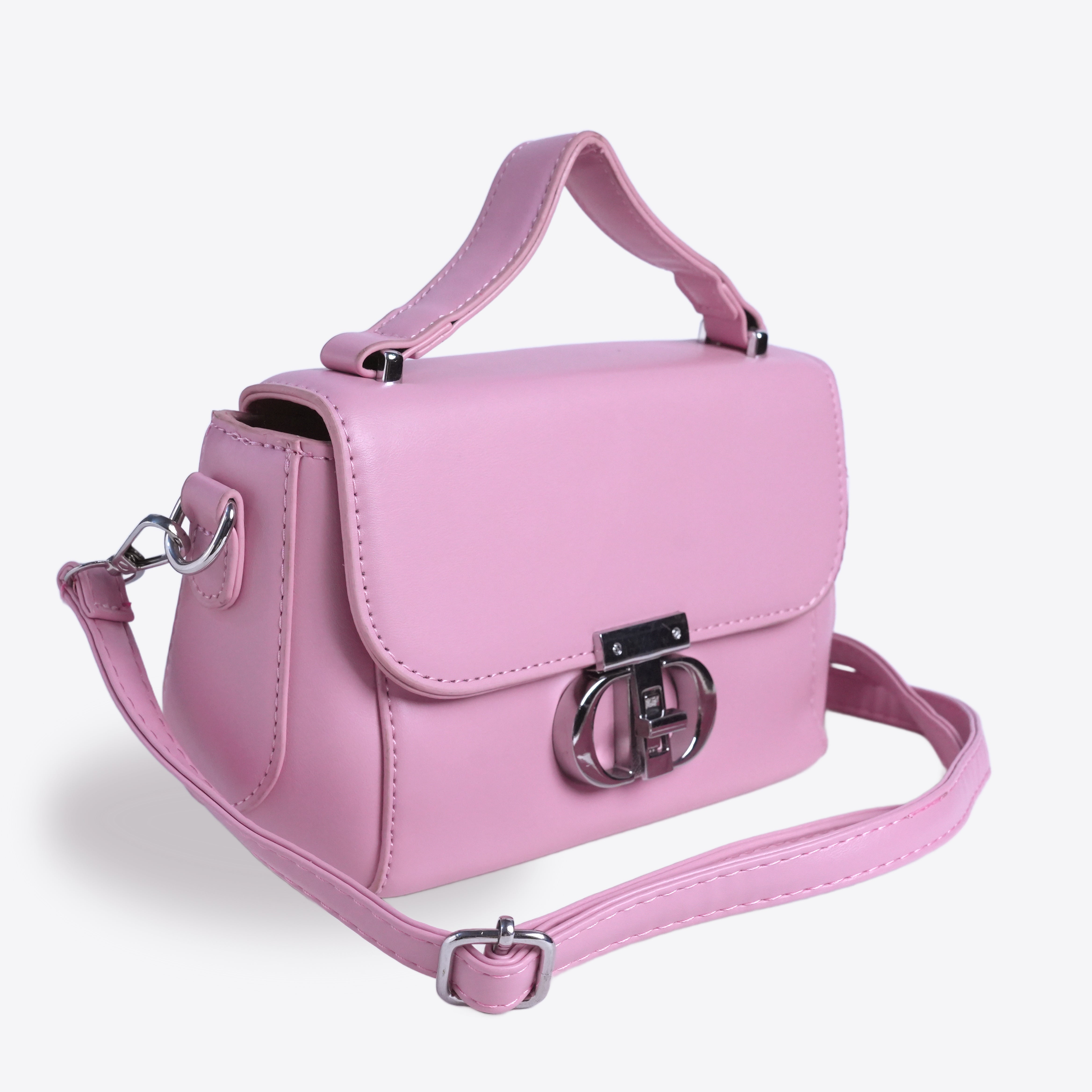 Women Sleek Leather Bag With Twisted Lock