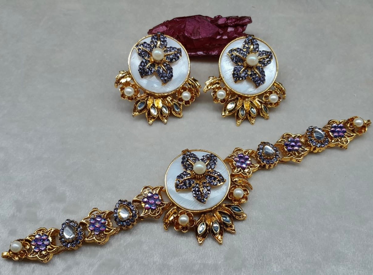 Turkish Choker Necklace Set With Blue Accents
