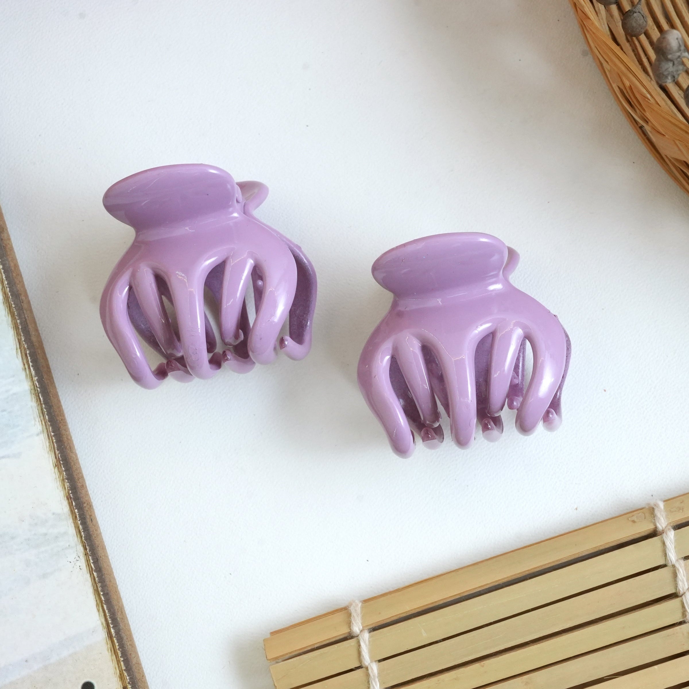 Vibrant Matte Mini Hair Claw Clips Pair