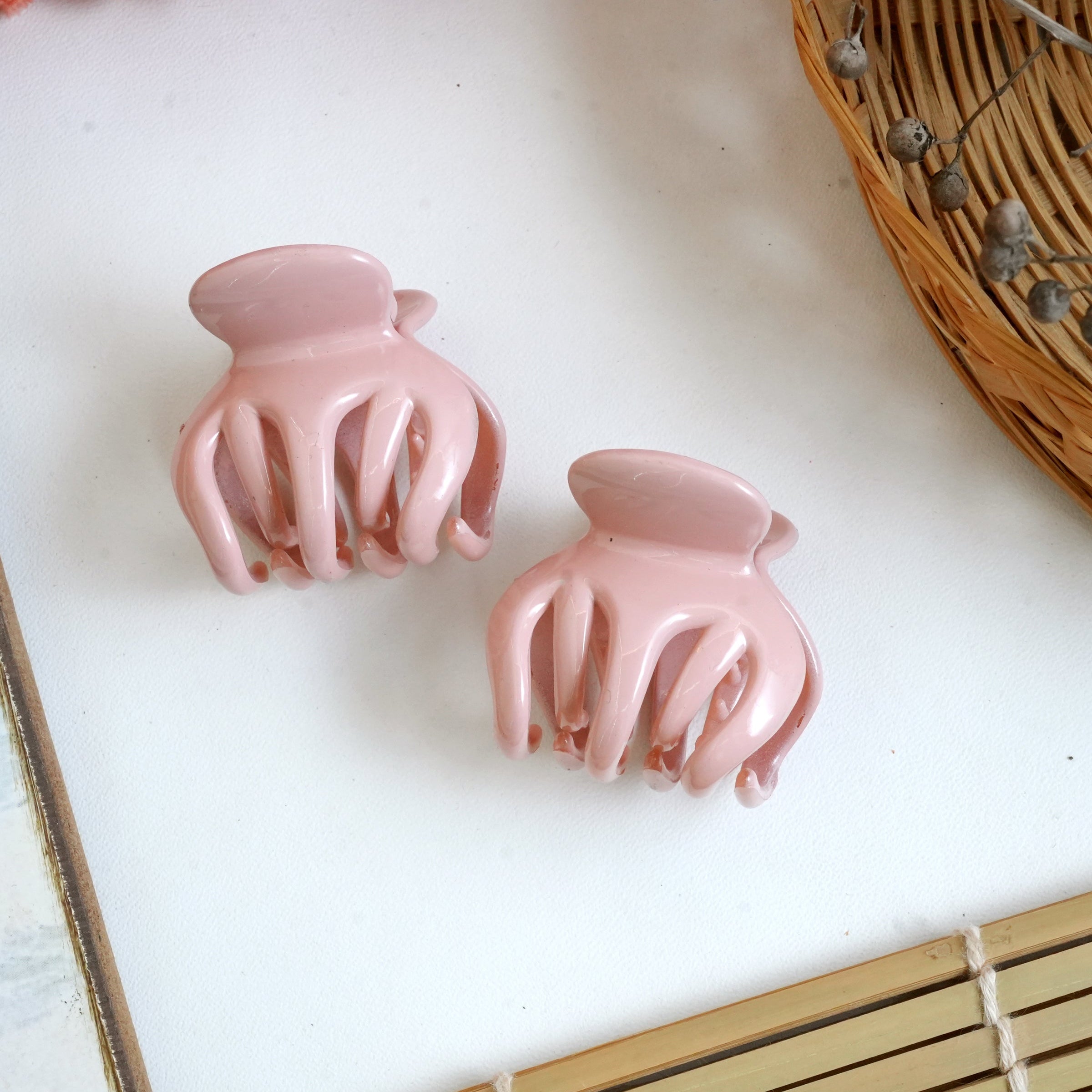 Vibrant Matte Mini Hair Claw Clips Pair